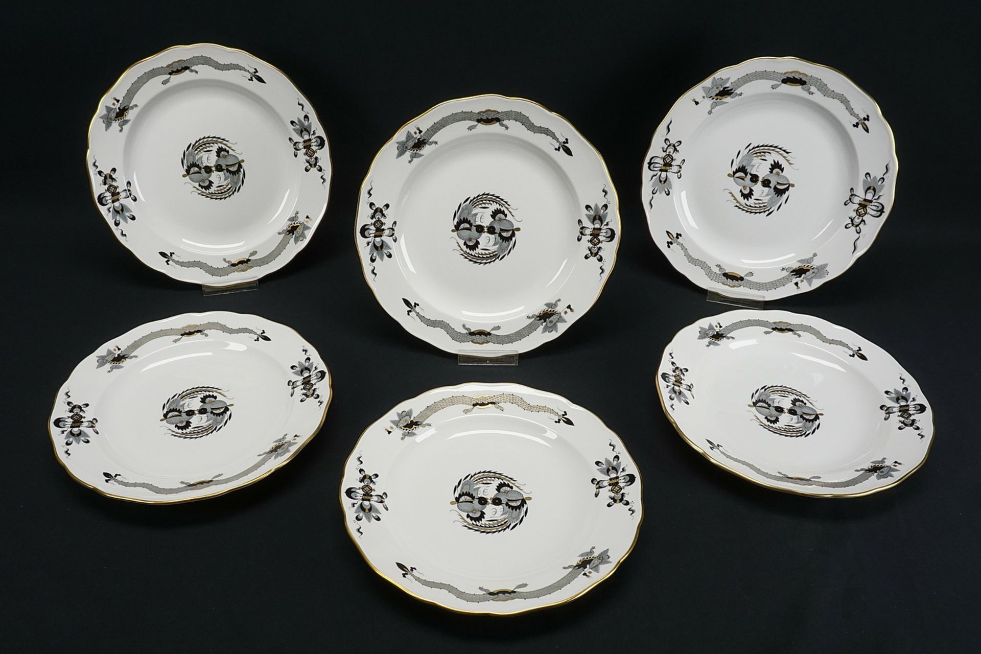 Meissen dining service  for 6 persons with black dragon - Image 3 of 4