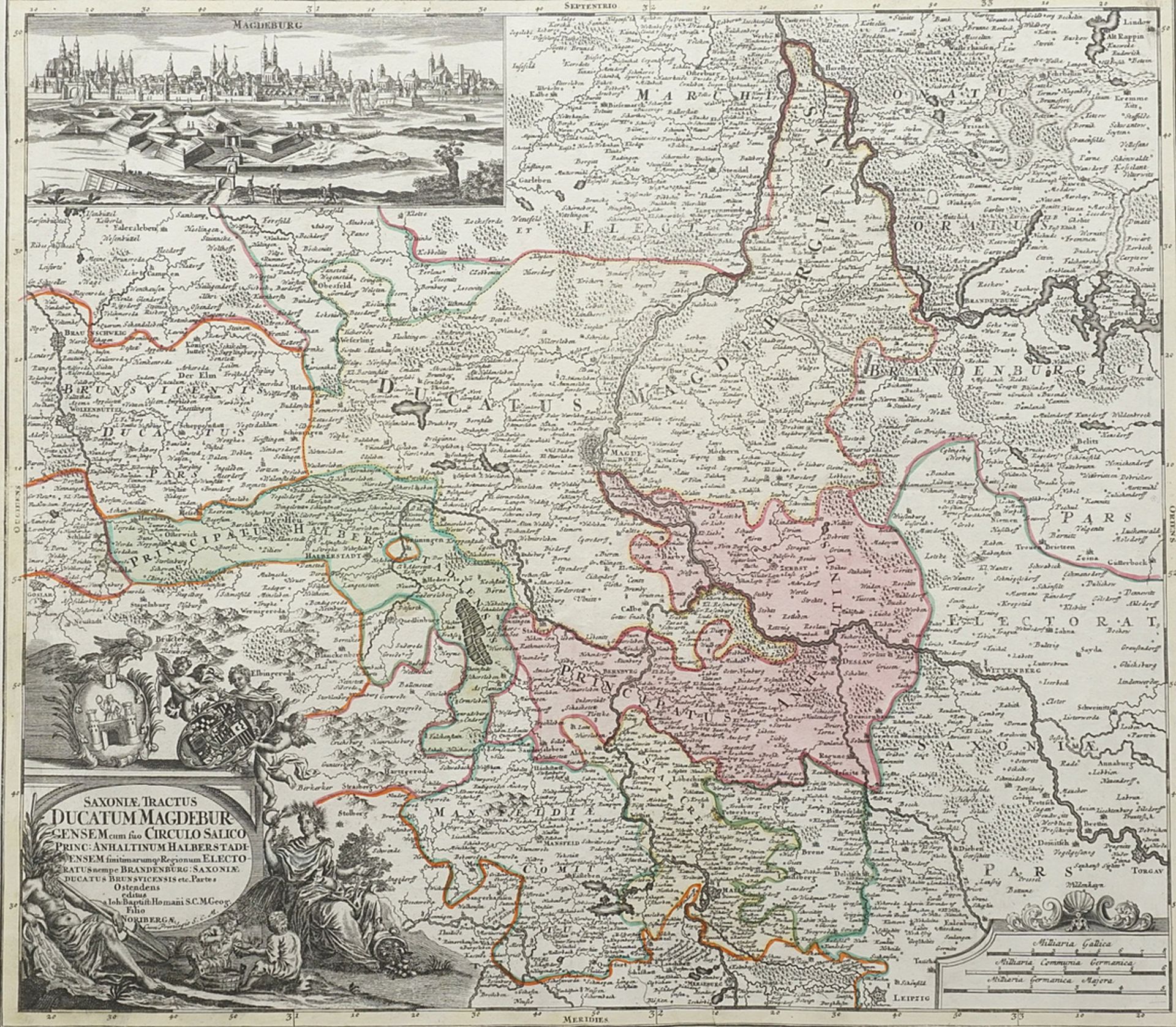 Johann Baptist Homann (1664-1724) (heirs), Map of the Duchy of Magdeburg