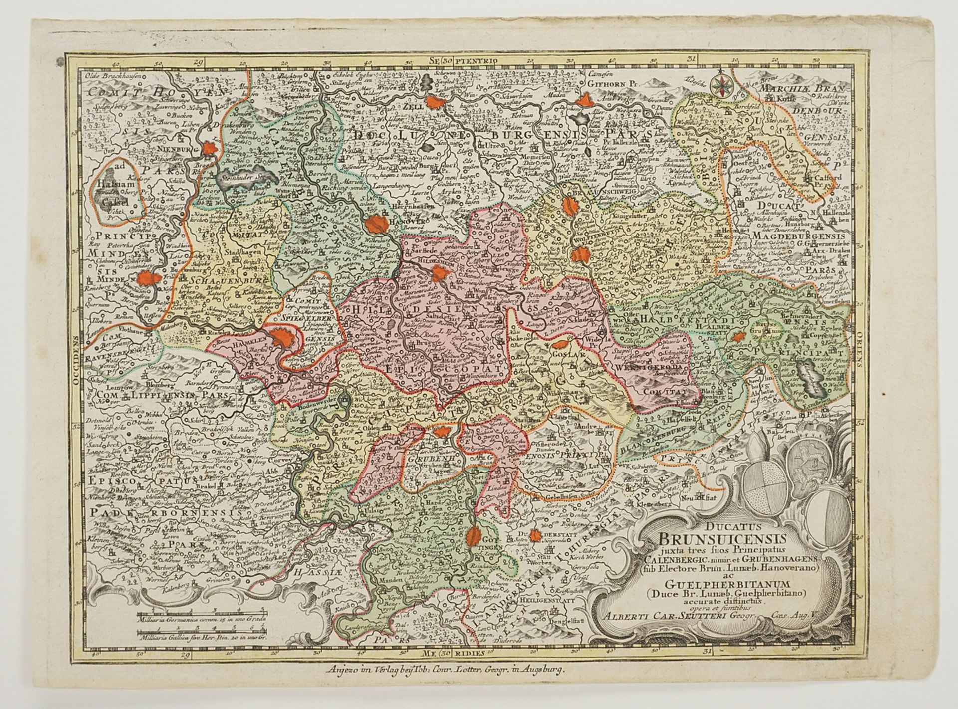 Albrecht Carl Seutter (1722-1762), Map of the Duchy of Brunswick - Image 3 of 3