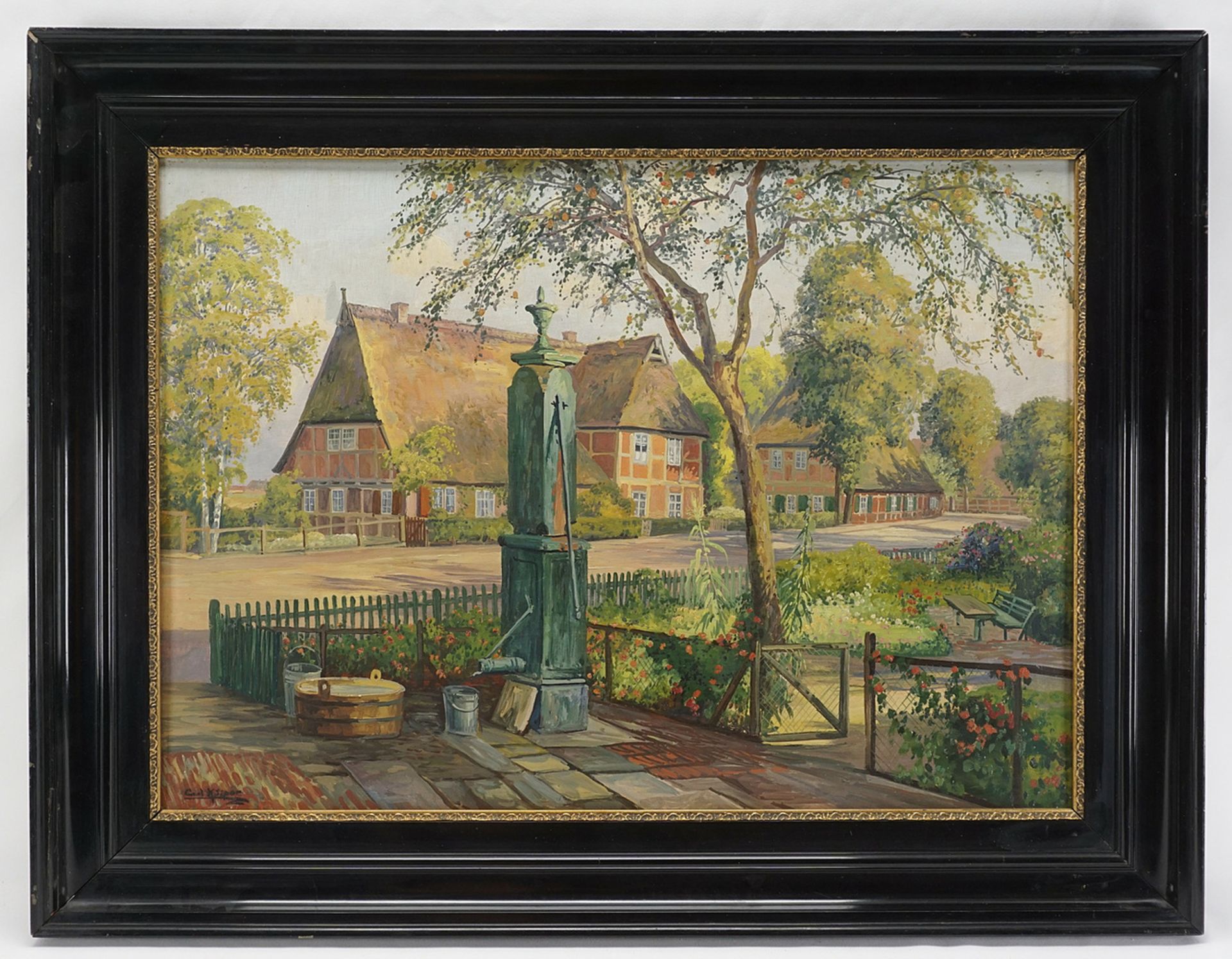 Carl Kuiper (1865-1930), Village view with well - Image 2 of 4