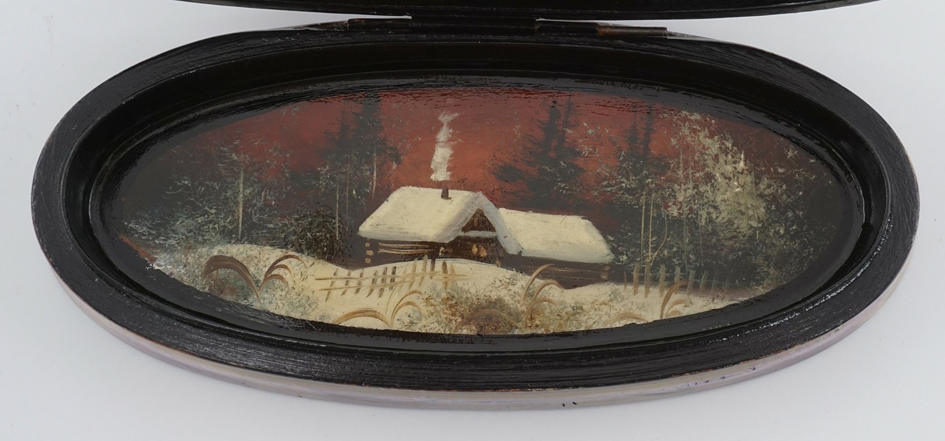 Lacquer box with a winter landscape - Image 5 of 6