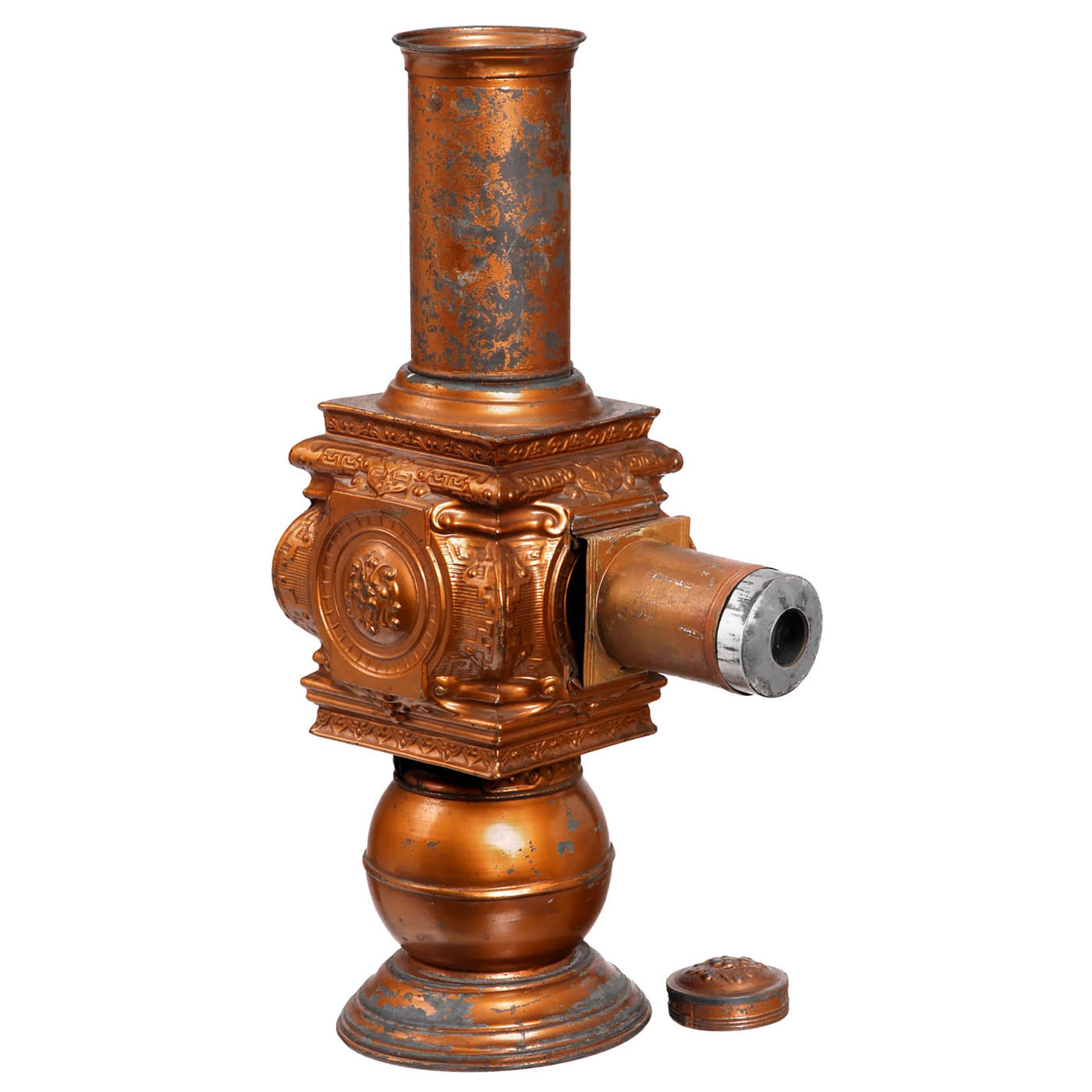 Copper-Colored "Lampadophore" Magic Lantern, c. 1893