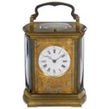 French Brass-Cased Repeater Carriage Clock, c. 1880