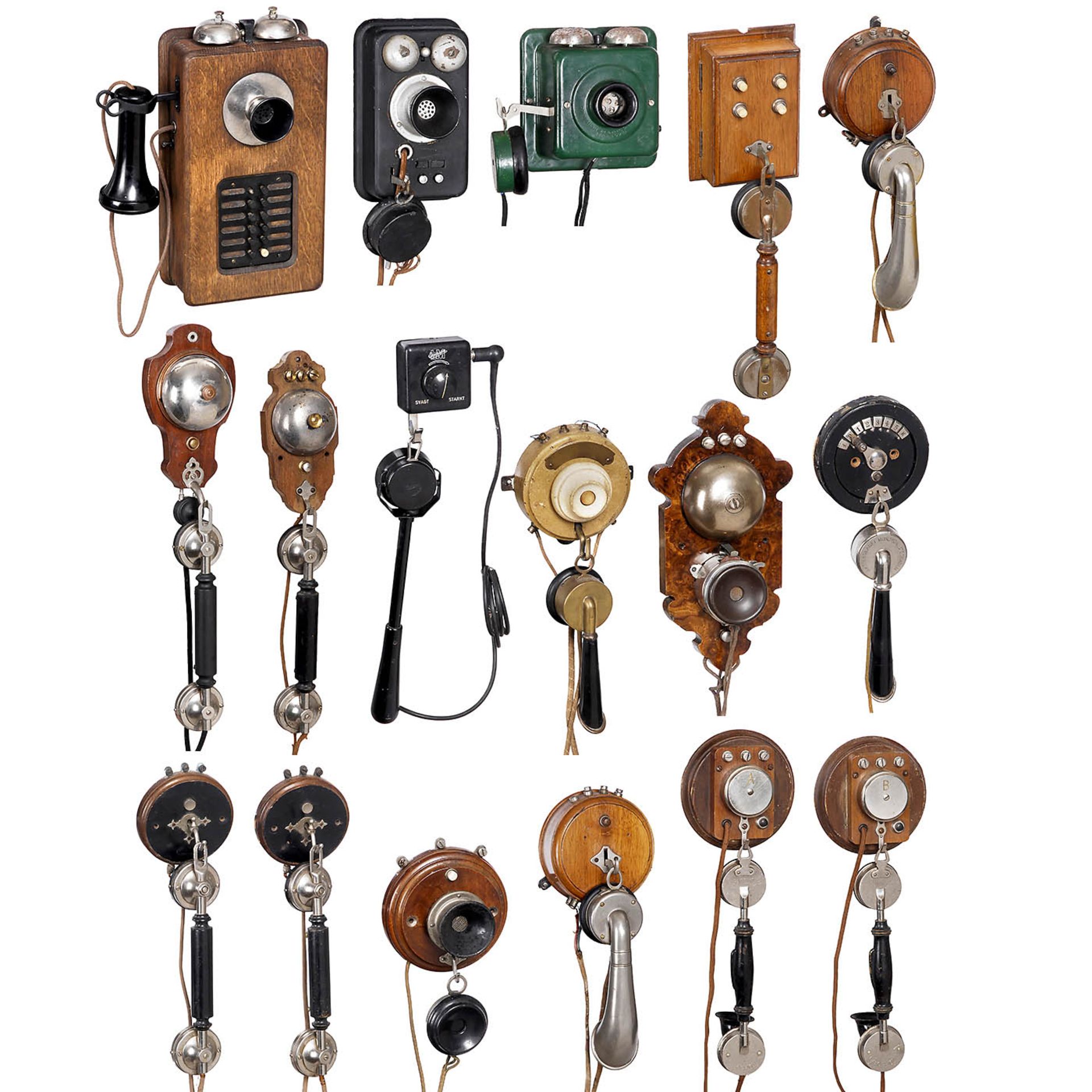 Seventeen Intercom Telephones, c. 1900 onwards