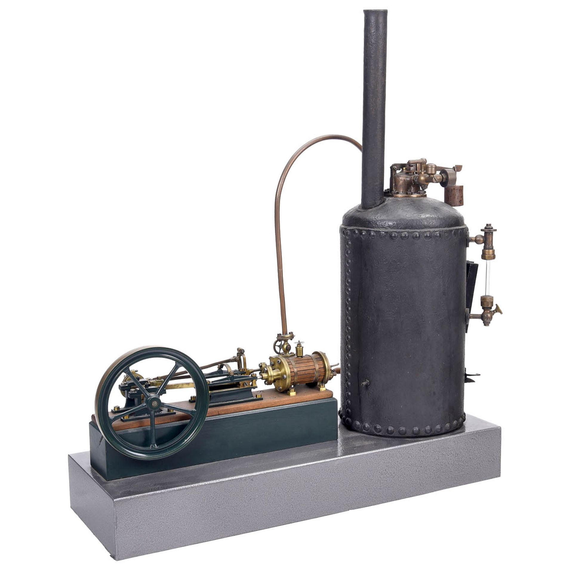 Large Live-Steam Model of a Tandem Engine with Boiler, c. 1930 - Bild 2 aus 2