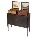 2 Kalliope Disc Musical Boxes and a Disc Storage Cabinet, c. 1898