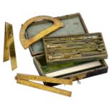 French Architectural Set of Brass Drafting Instruments, c. 1775