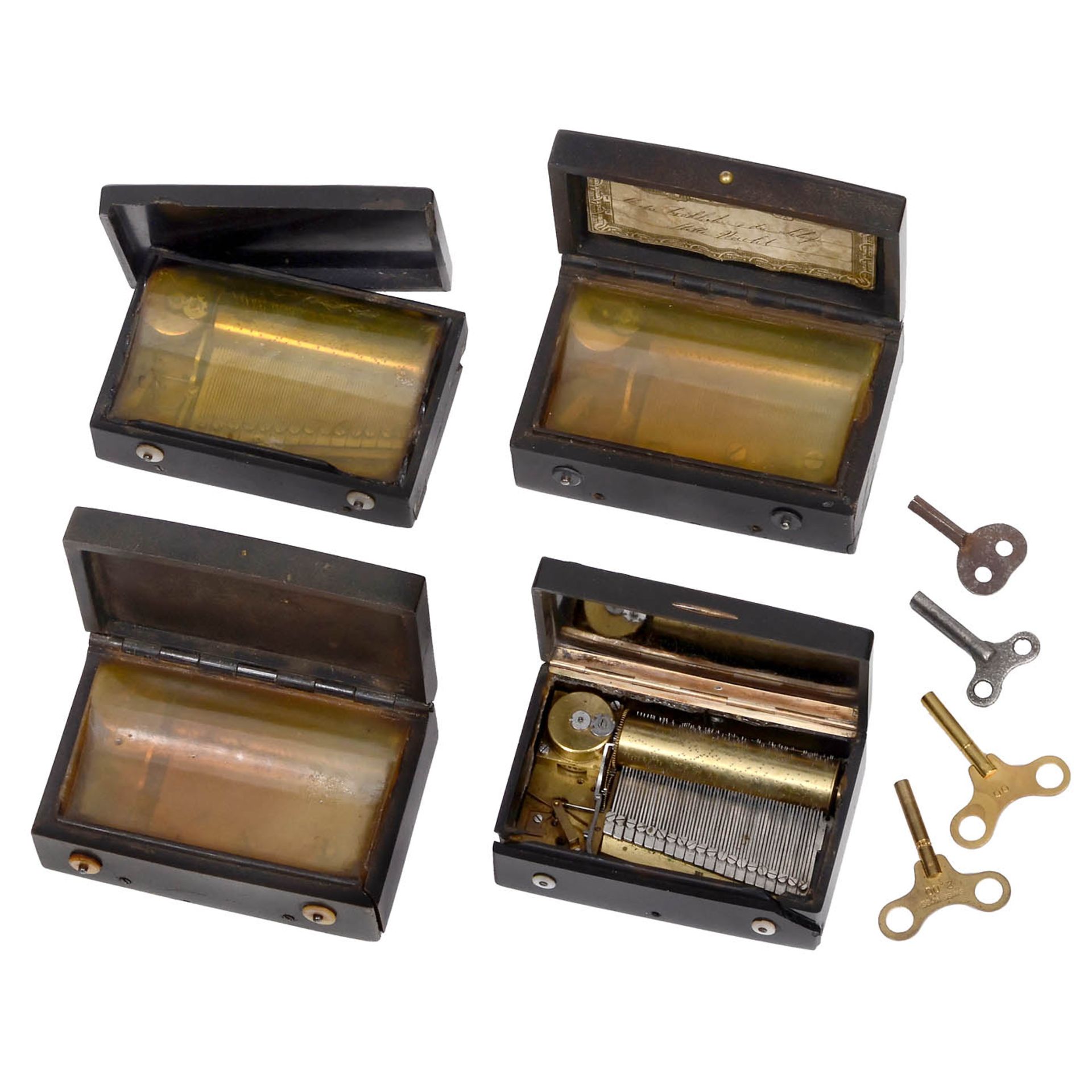 4 Musical Composition Snuff Boxes for Repair, c. 1860