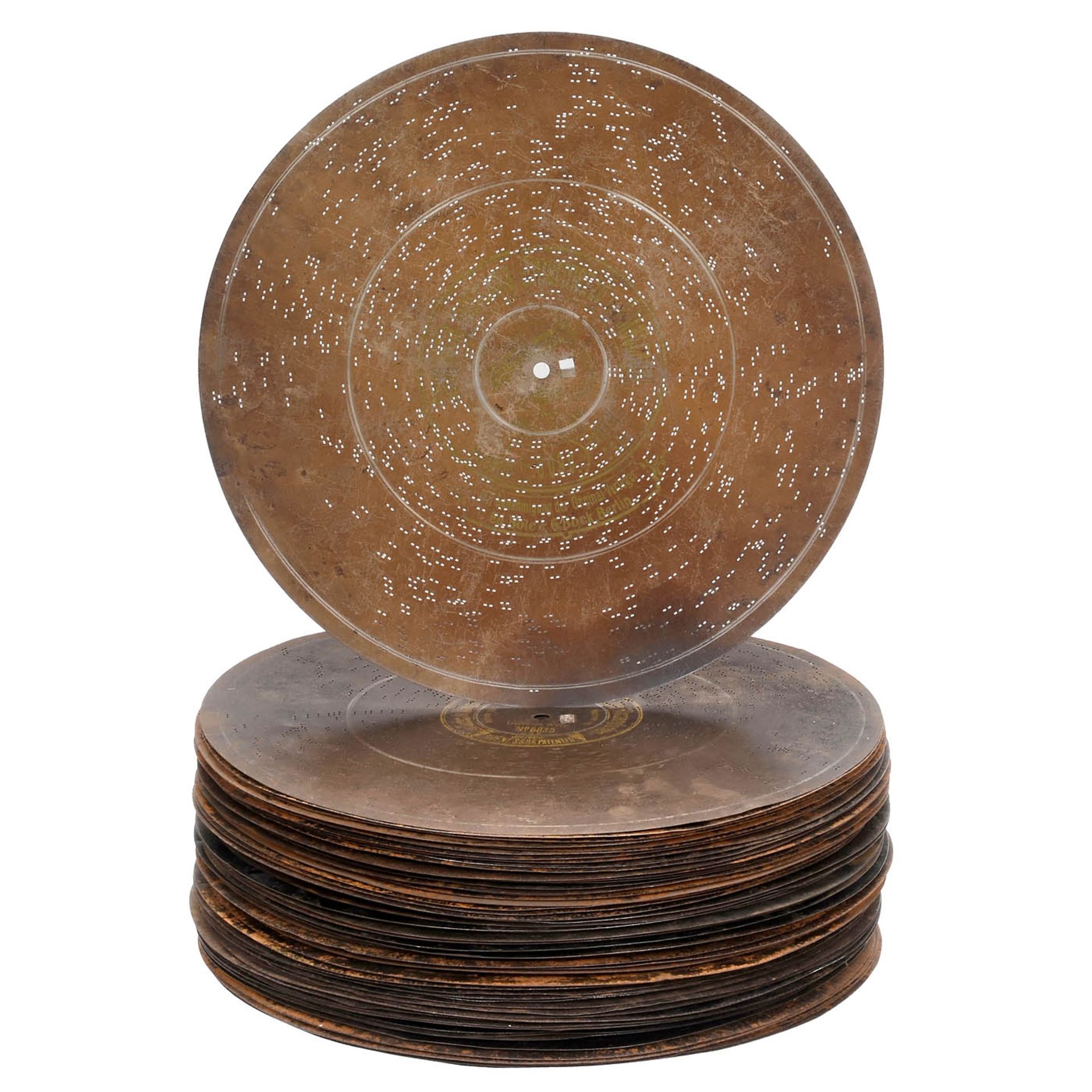 Sixty 13 5/8-Inch Symphonion Discs, c. 1900