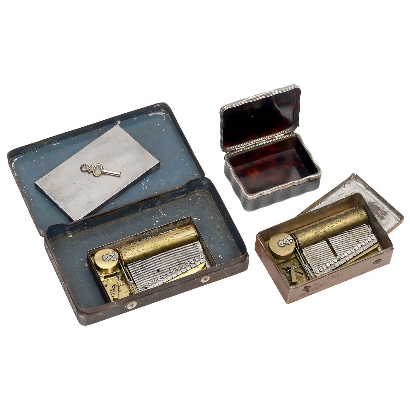 2 Tabatière Musical Boxes in Tin Cases, c. 1840 - Bild 2 aus 2