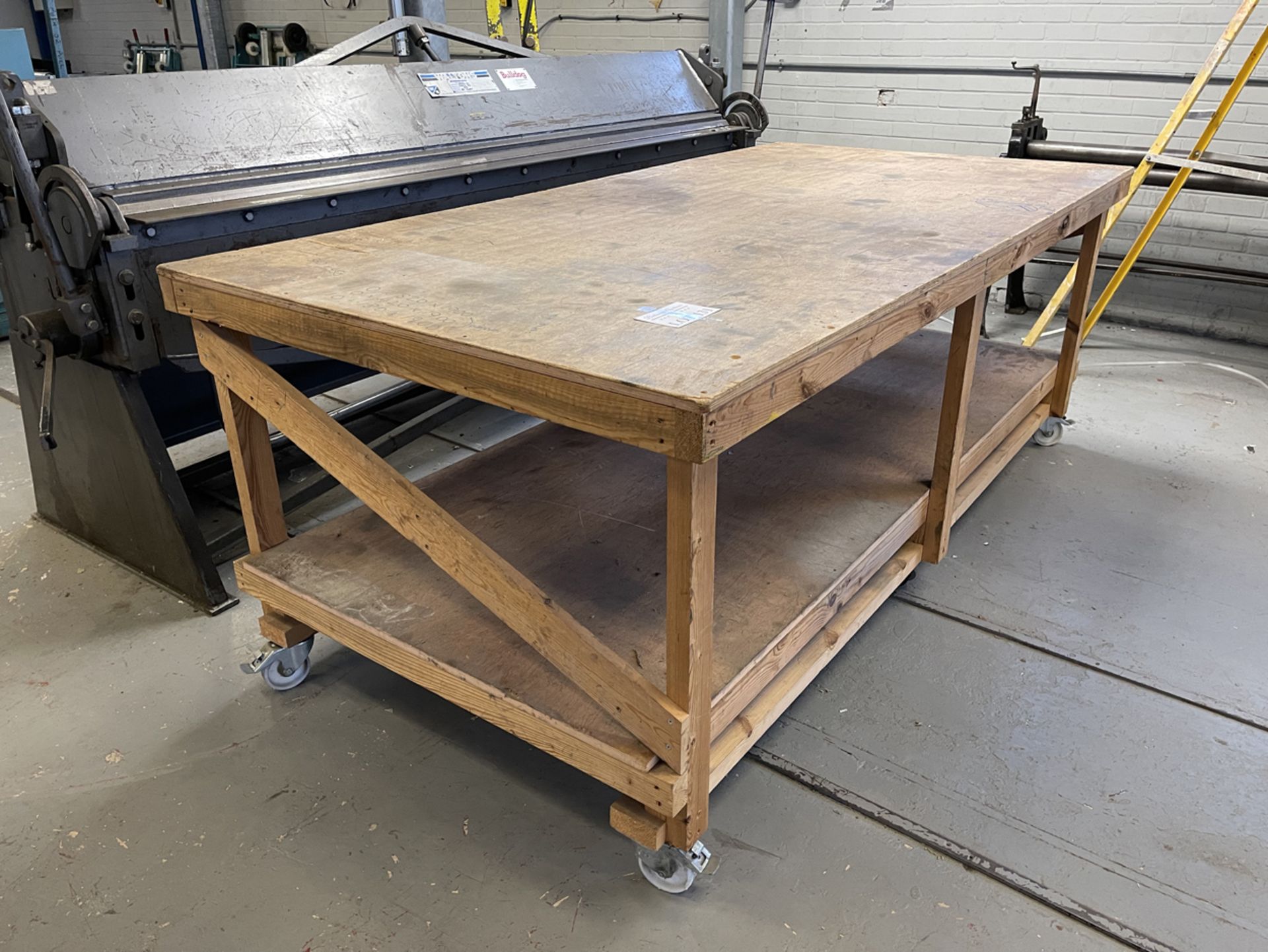 Mobile Wooden Work Bench. 4' x 8' x 37" High. - Image 3 of 3