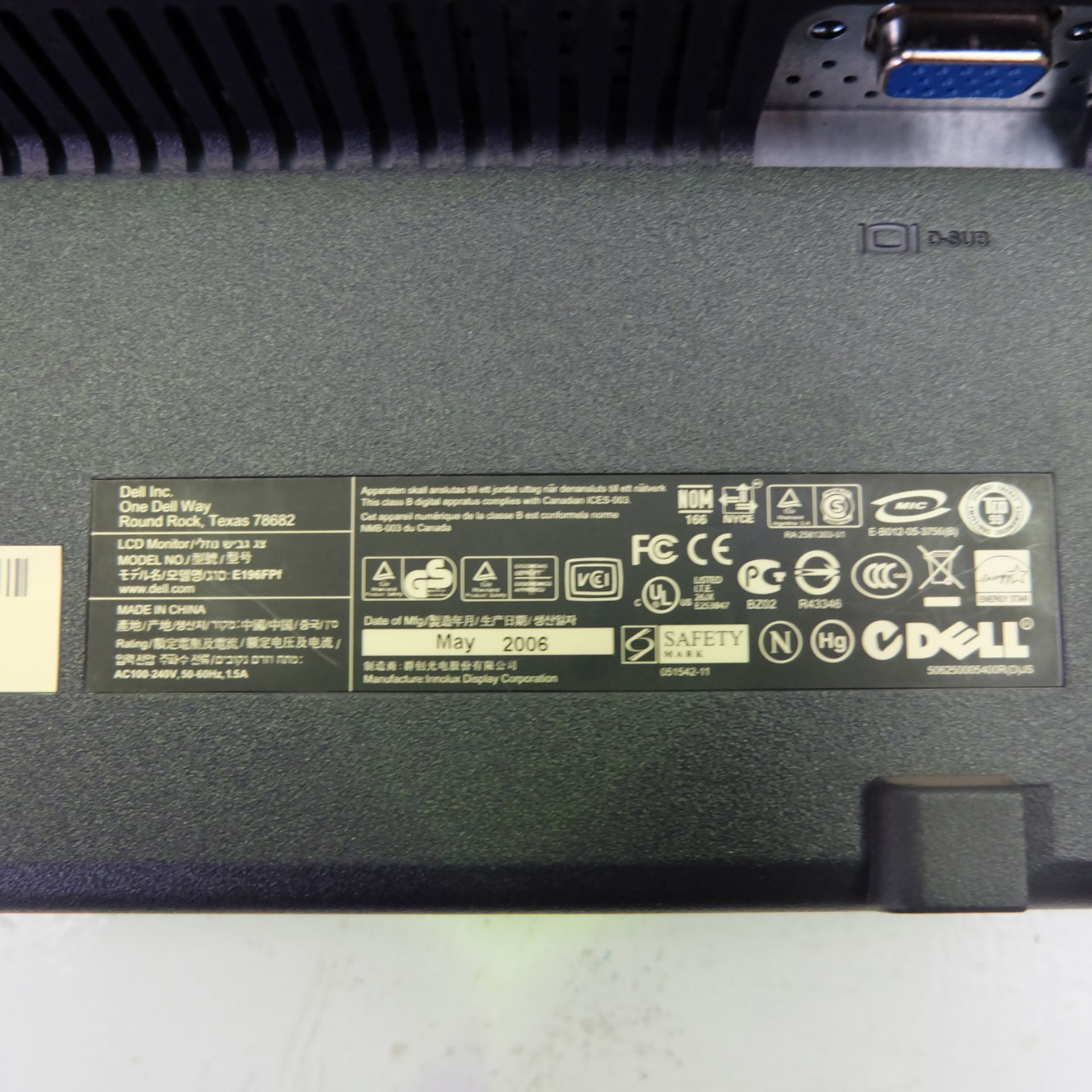 DELL Monitor with VGA & Power Lead. - Image 2 of 3