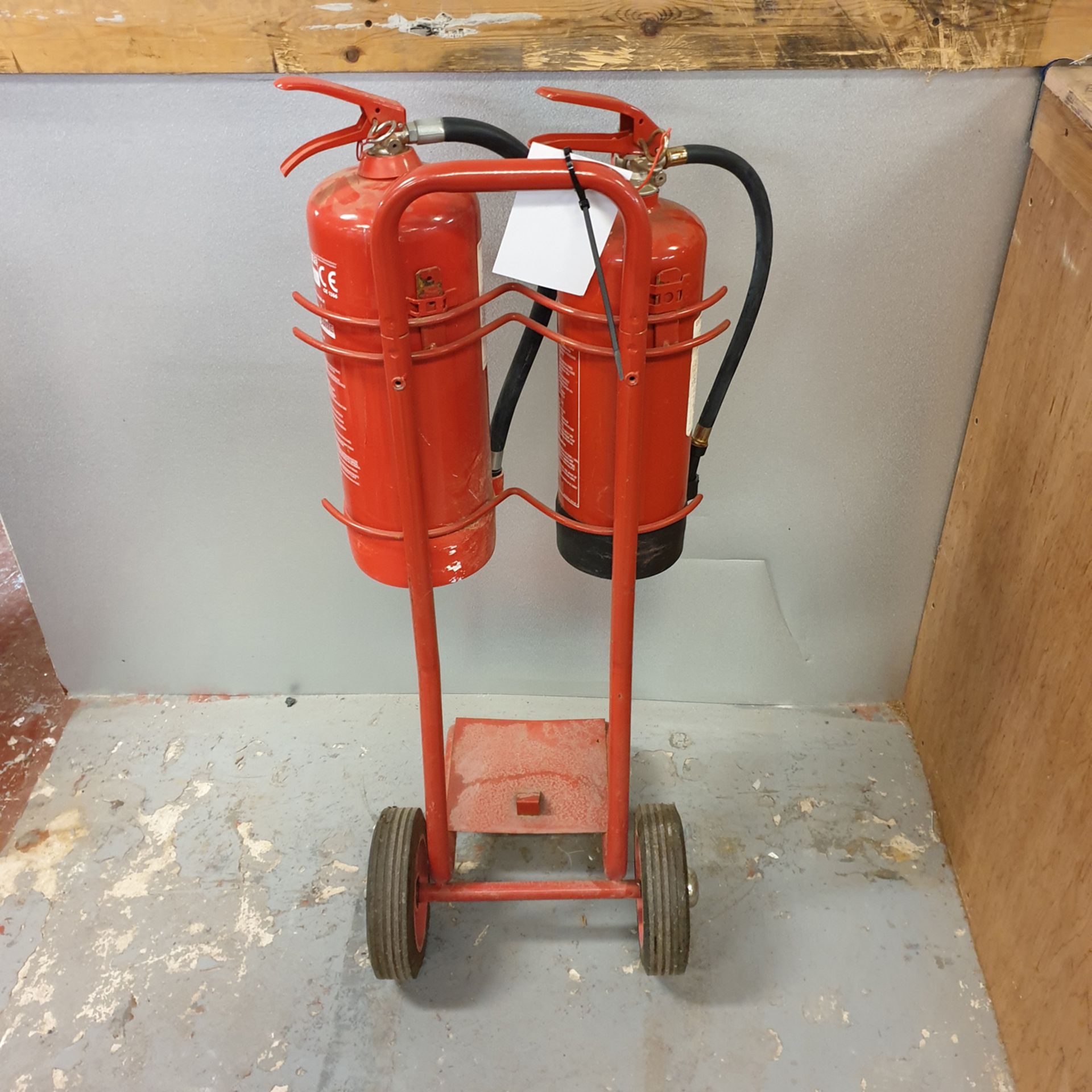 Twin Unit Fire Extinguisher Trolley with Extinguishers. - Image 2 of 2