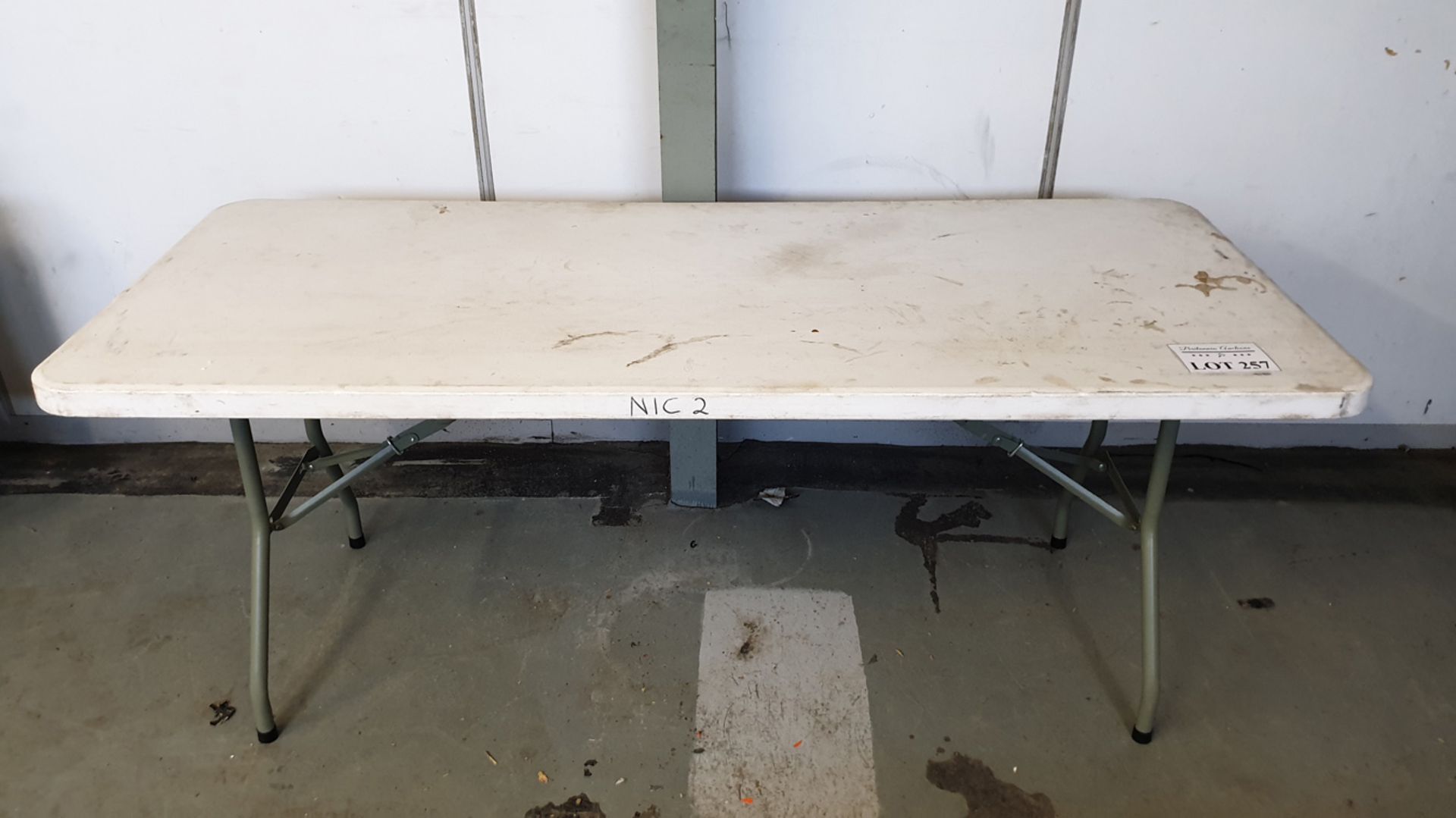 Table with Folding Legs. Approx Size 72" x 30" x 29" High. - Image 2 of 2