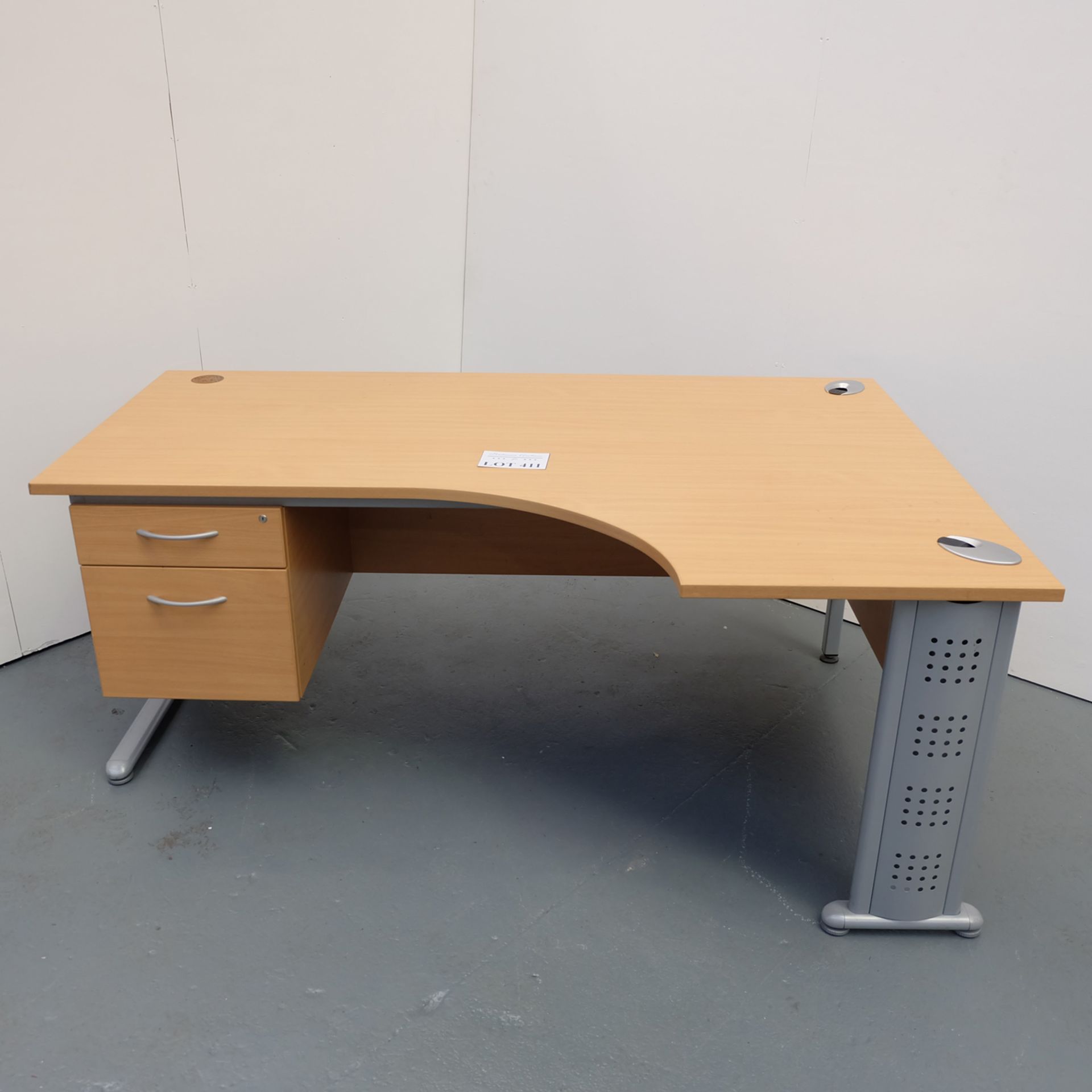 Office Desk with Drawers. Length 1800mm Depth (Left) 800mm Depth (Right) 1200mm Height 725mm Approx.