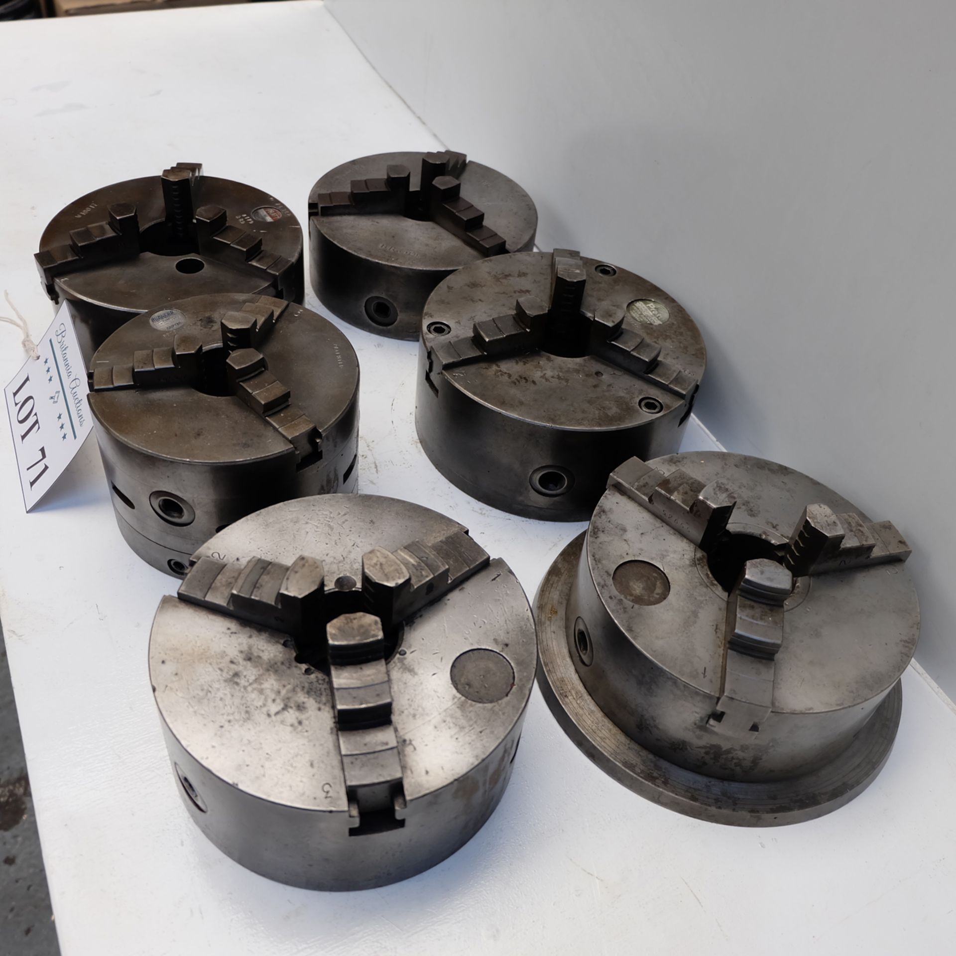 6 x 3 Jaw Chucks. Approx Diameters 7 1/2", 7 1/2", 7 1/2", 7 1/2", 160mm & 200mm. - Image 4 of 7