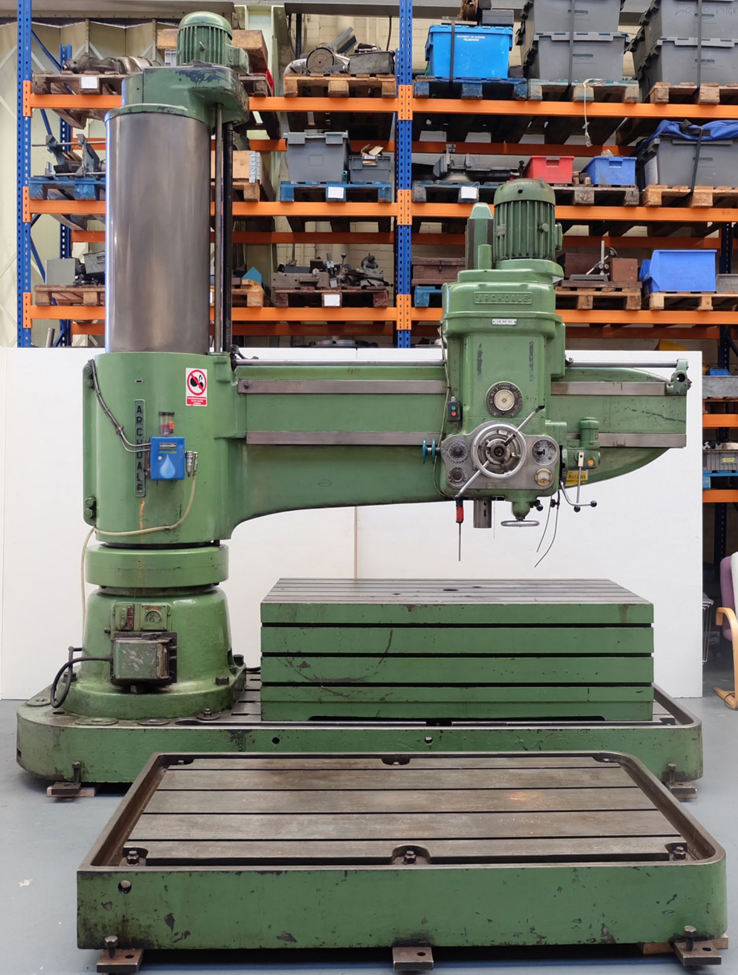 Archdale 8' Radial Arm Drill. Head Travel 5'6". Spindle Taper No.5 Morse. Speeds 11 - 1450rpm. - Image 3 of 5