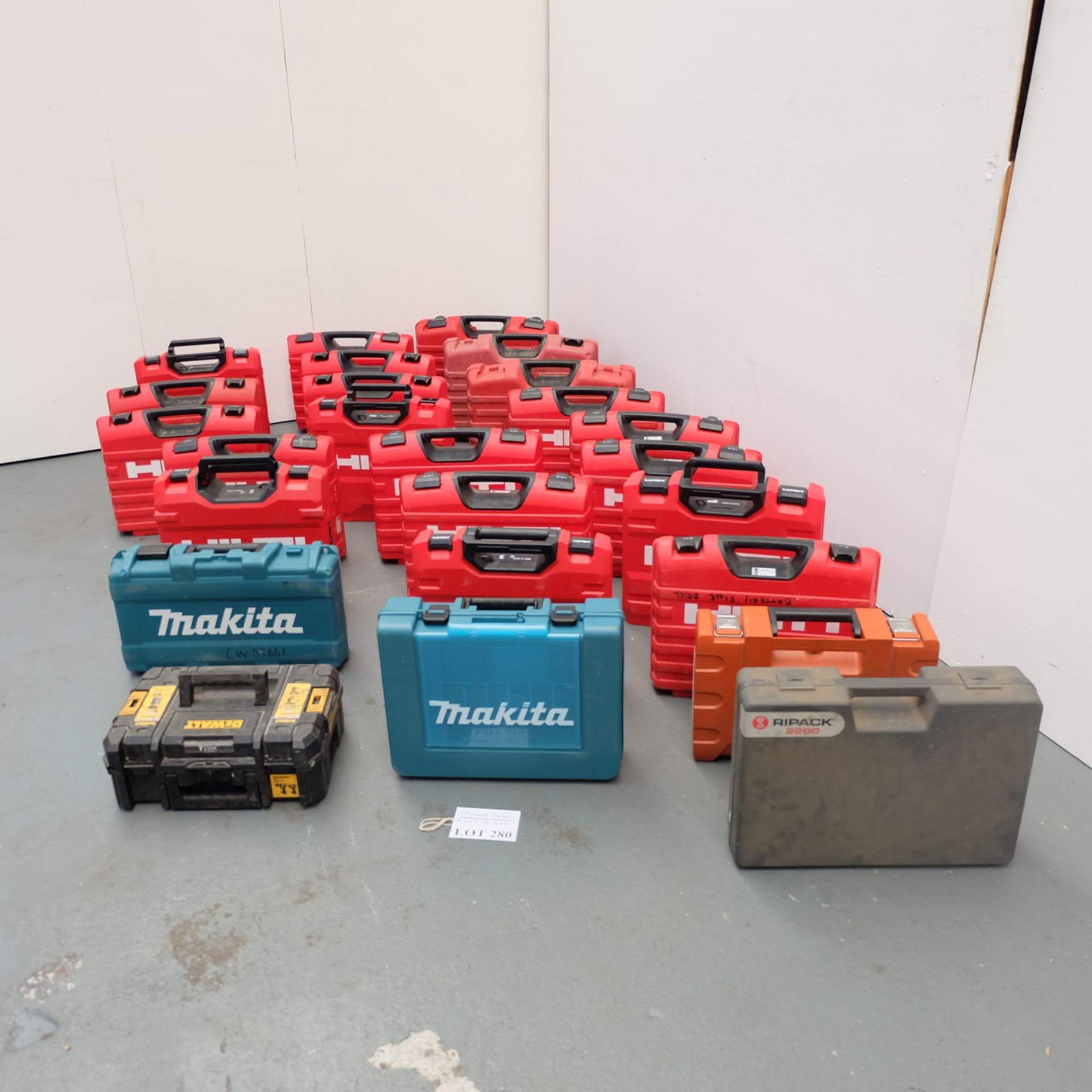 Large Selection of Empty Power Tool Boxes as Lotted.