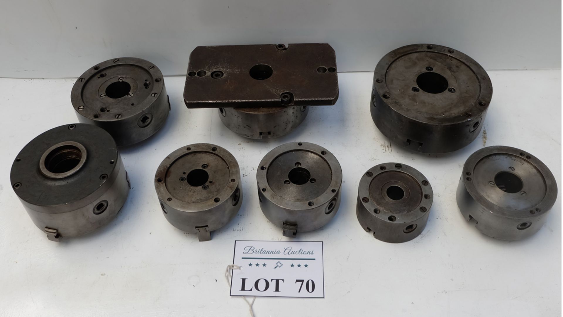 8 x 3 Jaw Chucks. Approx Diameters 4 1/4", 5", 5", 6", 6", 6 1/4", 7 1/2" & 130mm. - Image 5 of 7