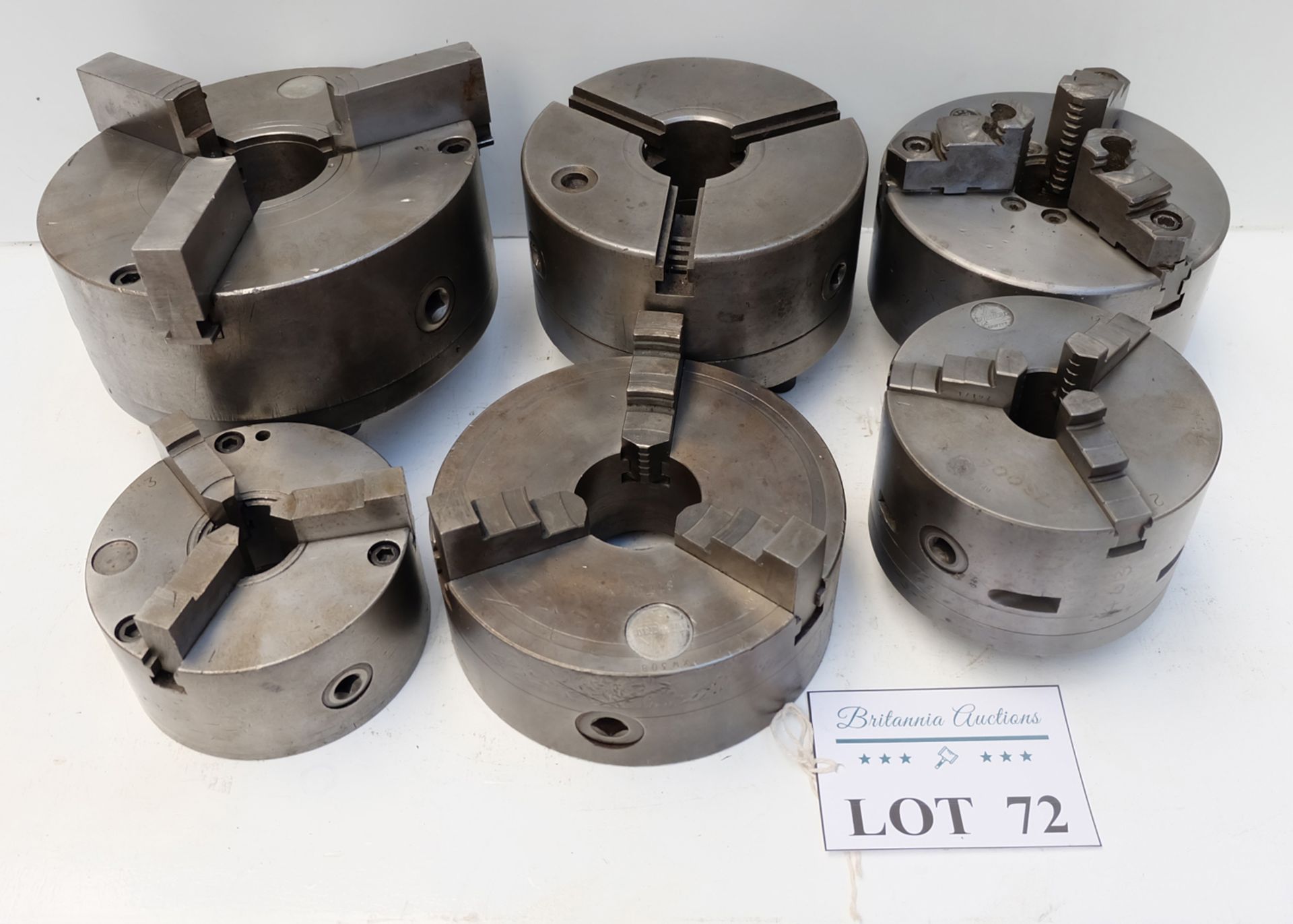 6 x 3 Jaw Chucks. Approx Diameters 160mm, 160mm, 200mm, 200mm, 250mm & 8 1/4". - Image 2 of 8