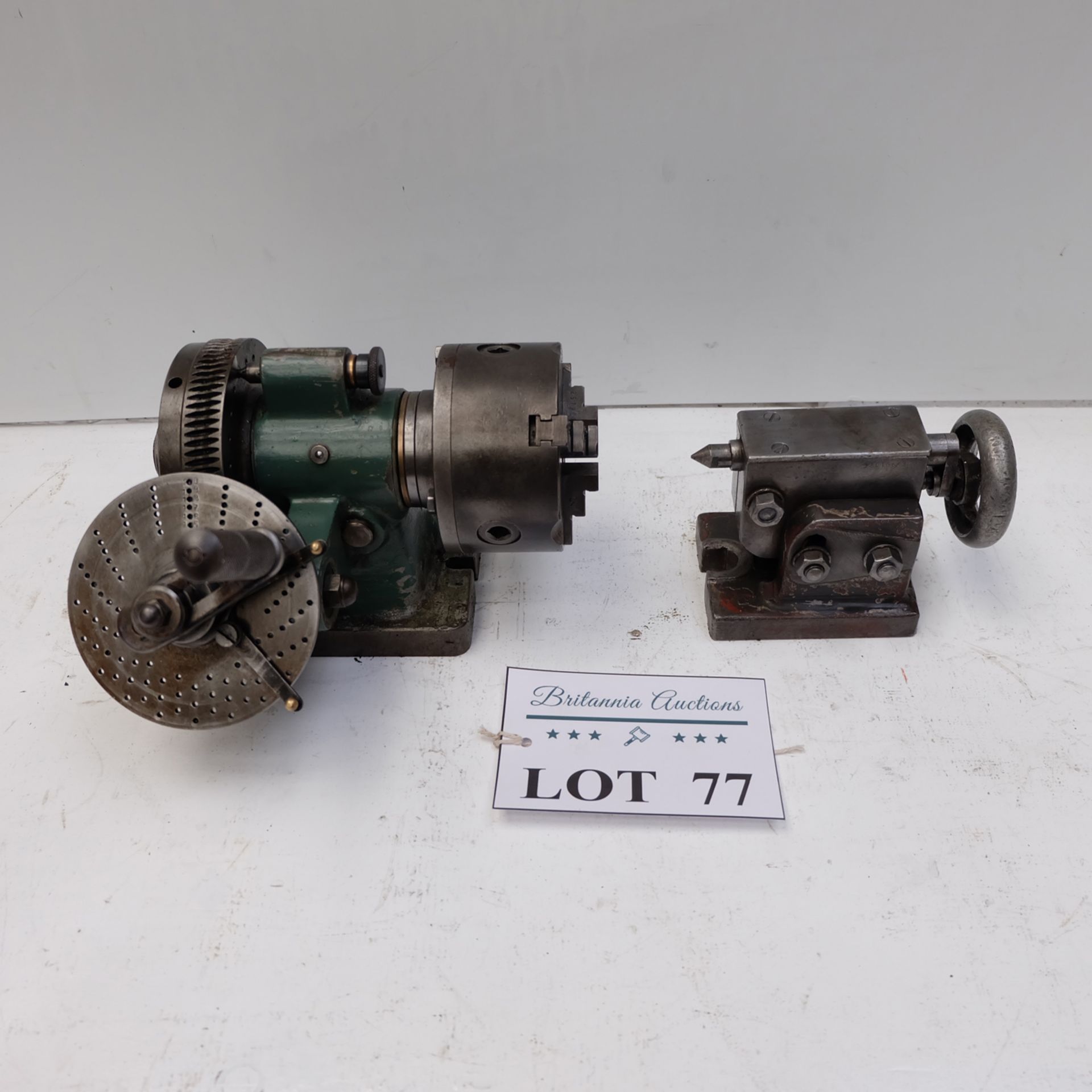 Clarkson 4" Dividing Head. With 4" 3 Jaw Chuck & Tail Stock.