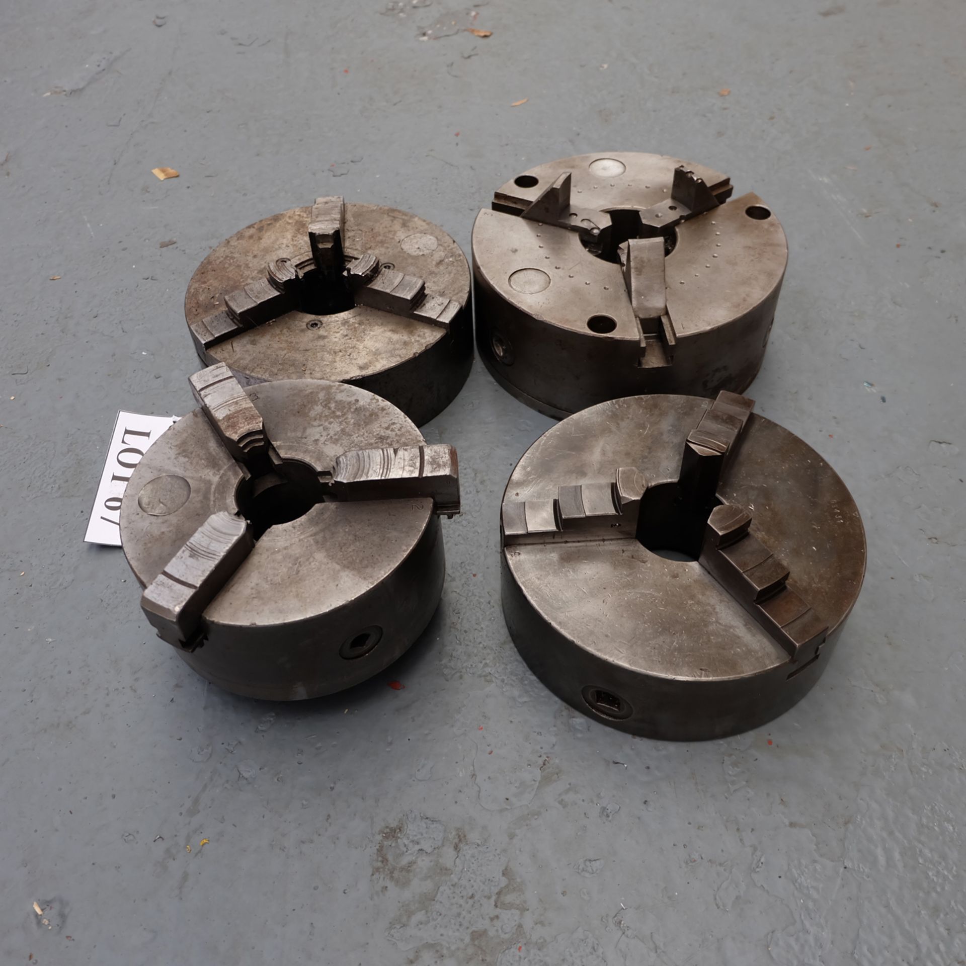 4 x 3 Jaw Chucks. Approx Diameters 9", 10", 7 1/2" & 9". - Image 5 of 5