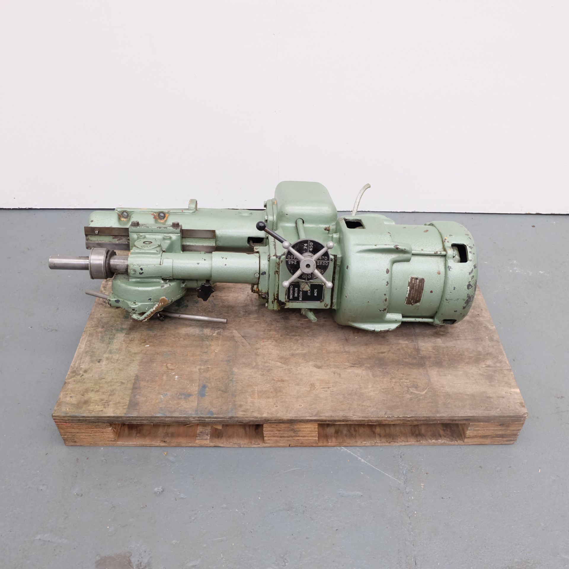 Herbert Drill Head. 8 Speeds 74 - 2850rpm. 3 Morse Taper. With Power Down Feed.