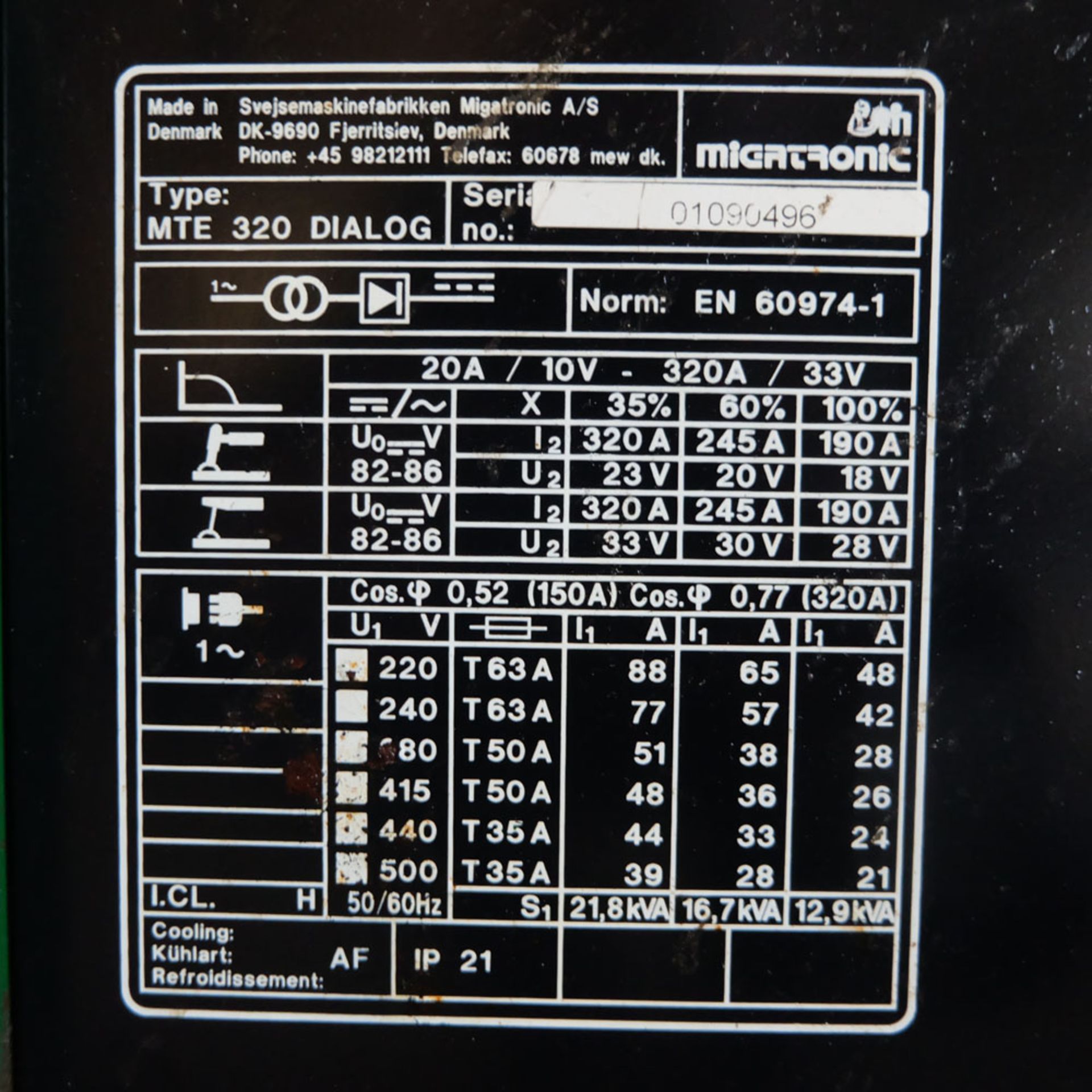 Migatronic MTE 320 Dialog DC/AC Type III. 320 A Tig Welding Set. - Image 6 of 8