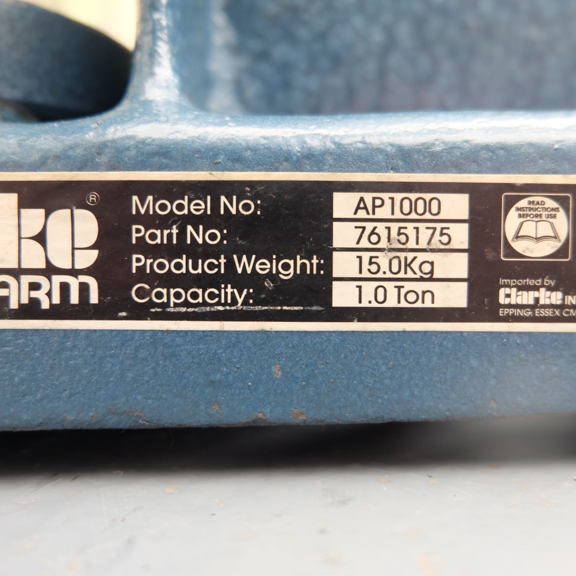 Clarke Strong-Arm Model AP1000 Arbour Press. Capacity 1 Ton. Throat: 100mm. Daylight: 140mm. - Image 6 of 6