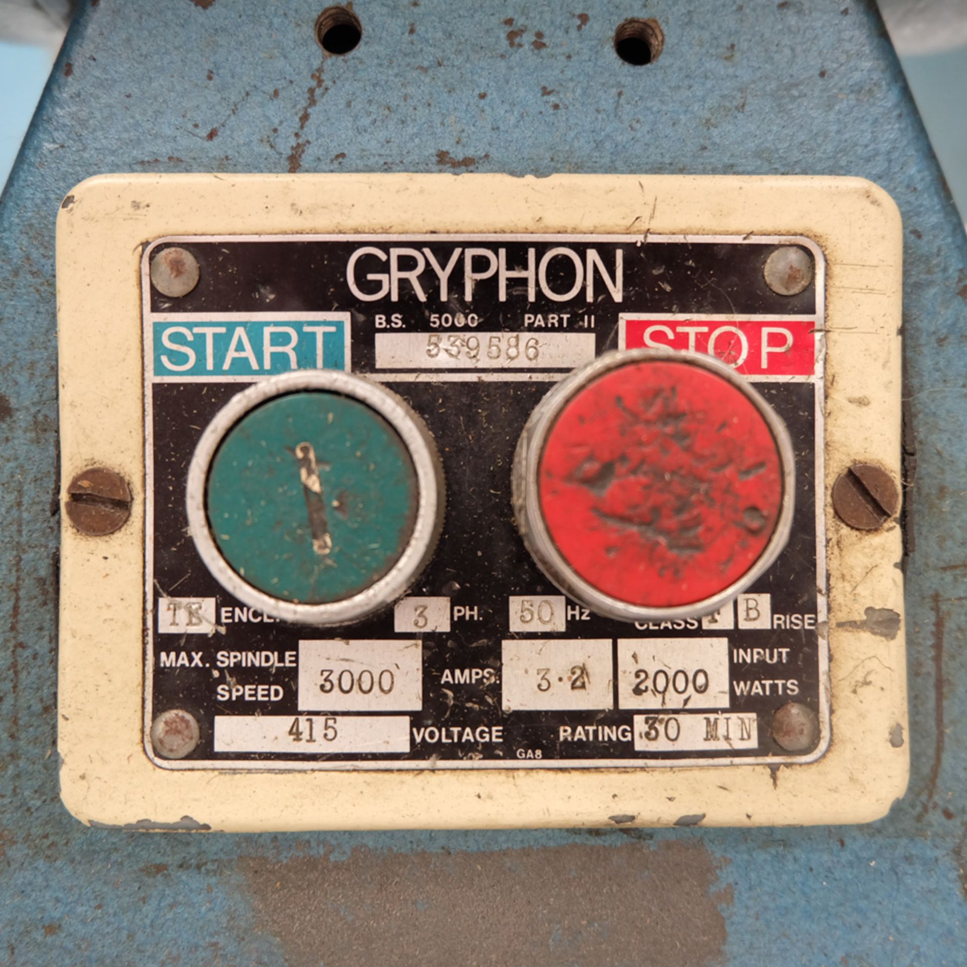 RJH Gryphon Double Ended Bench Top Grinder. Wheel Size 200 x 25 x 20mm. Max Spindle Speed 3000rpm. - Image 4 of 5