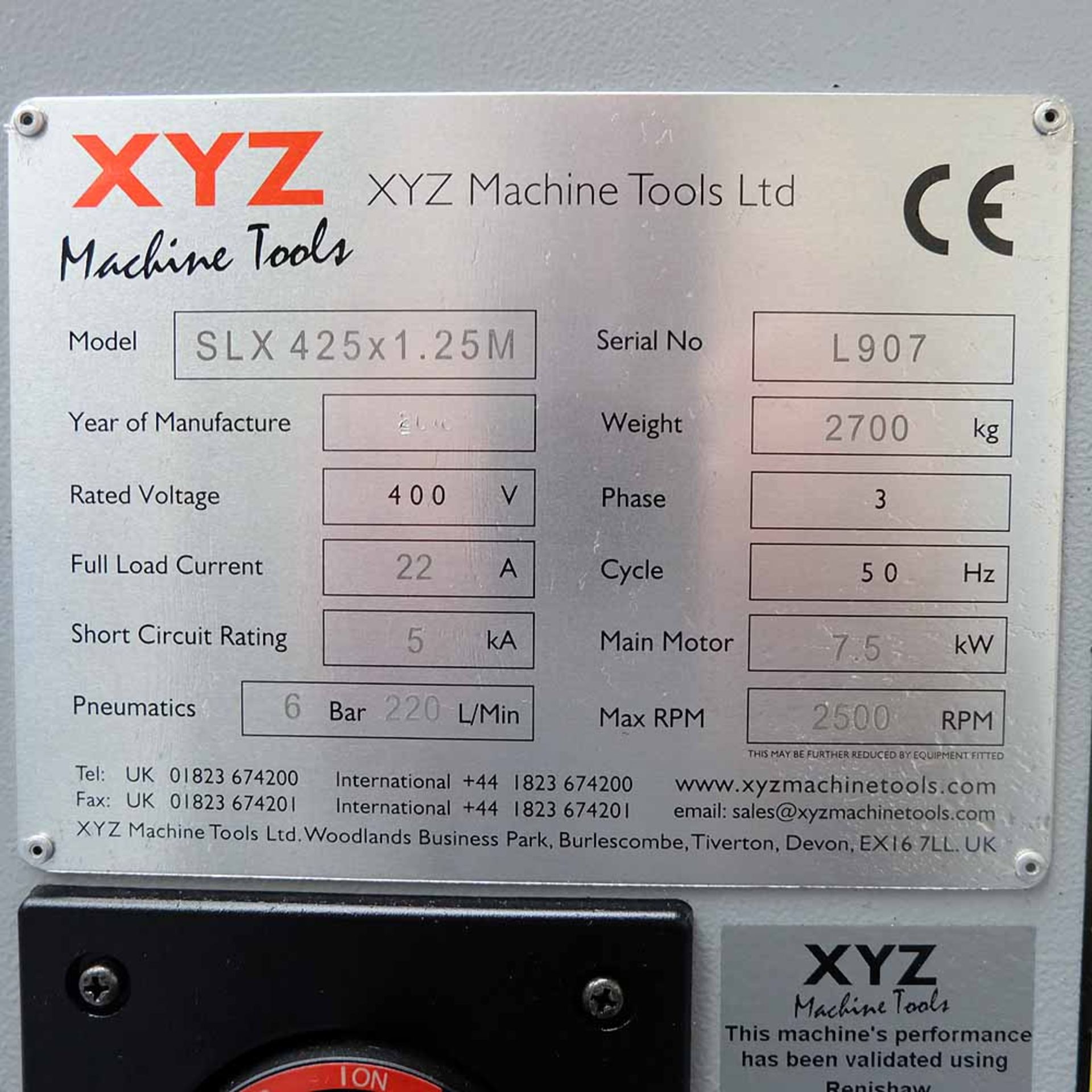 XYZ Proturn Model SLX 425 x 1.25M CNC Gap Bed Lathe. Year 2018 - Image 18 of 23
