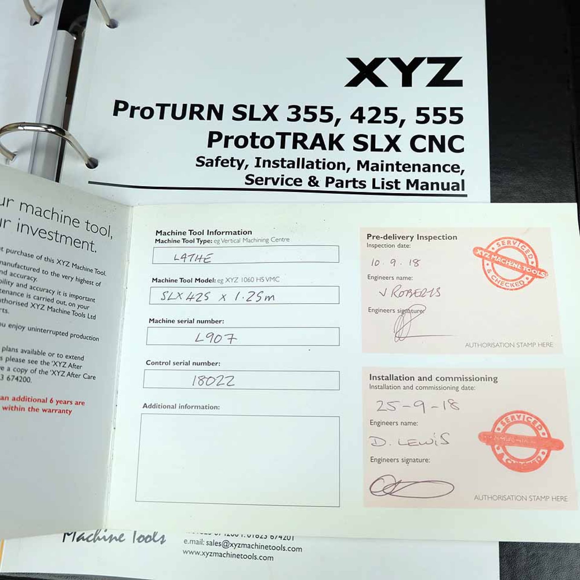 XYZ Proturn Model SLX 425 x 1.25M CNC Gap Bed Lathe. Year 2018 - Image 23 of 23