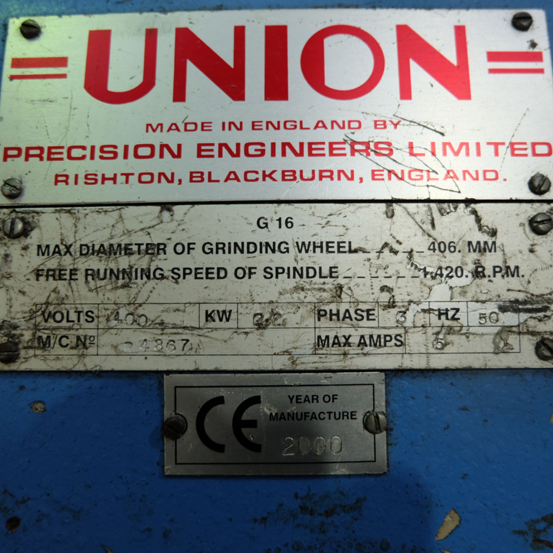 Union Type G16 Double Ended Tool Grinder. - Image 5 of 6