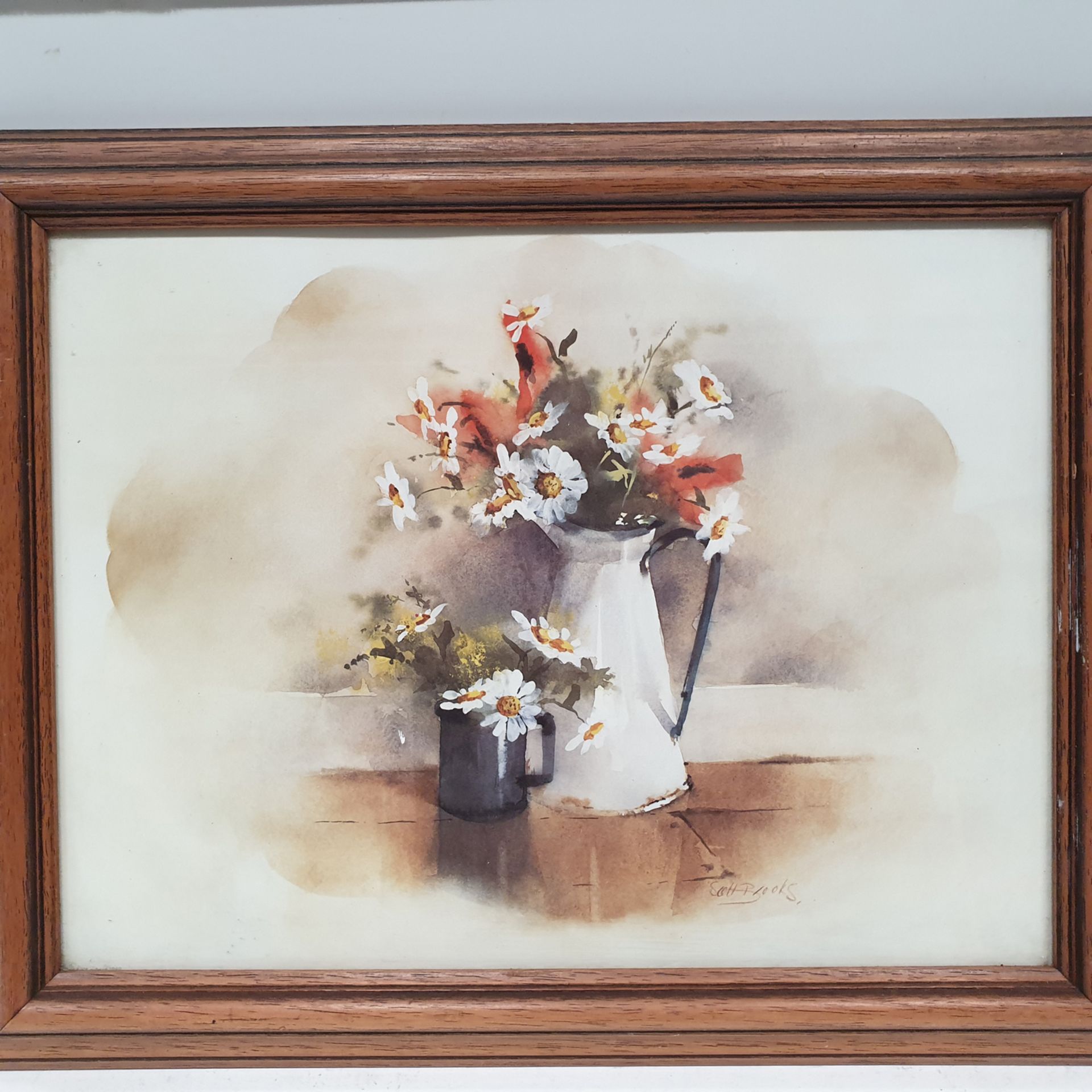 Jug of Poppies and Daisy's Framed Picture. Signed Scott Brooks. - Image 2 of 4