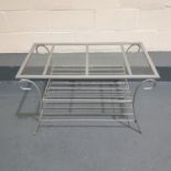 Glass Topped Coffee Table. Approx Dimensions 920mm x 500mm x 550mm High.