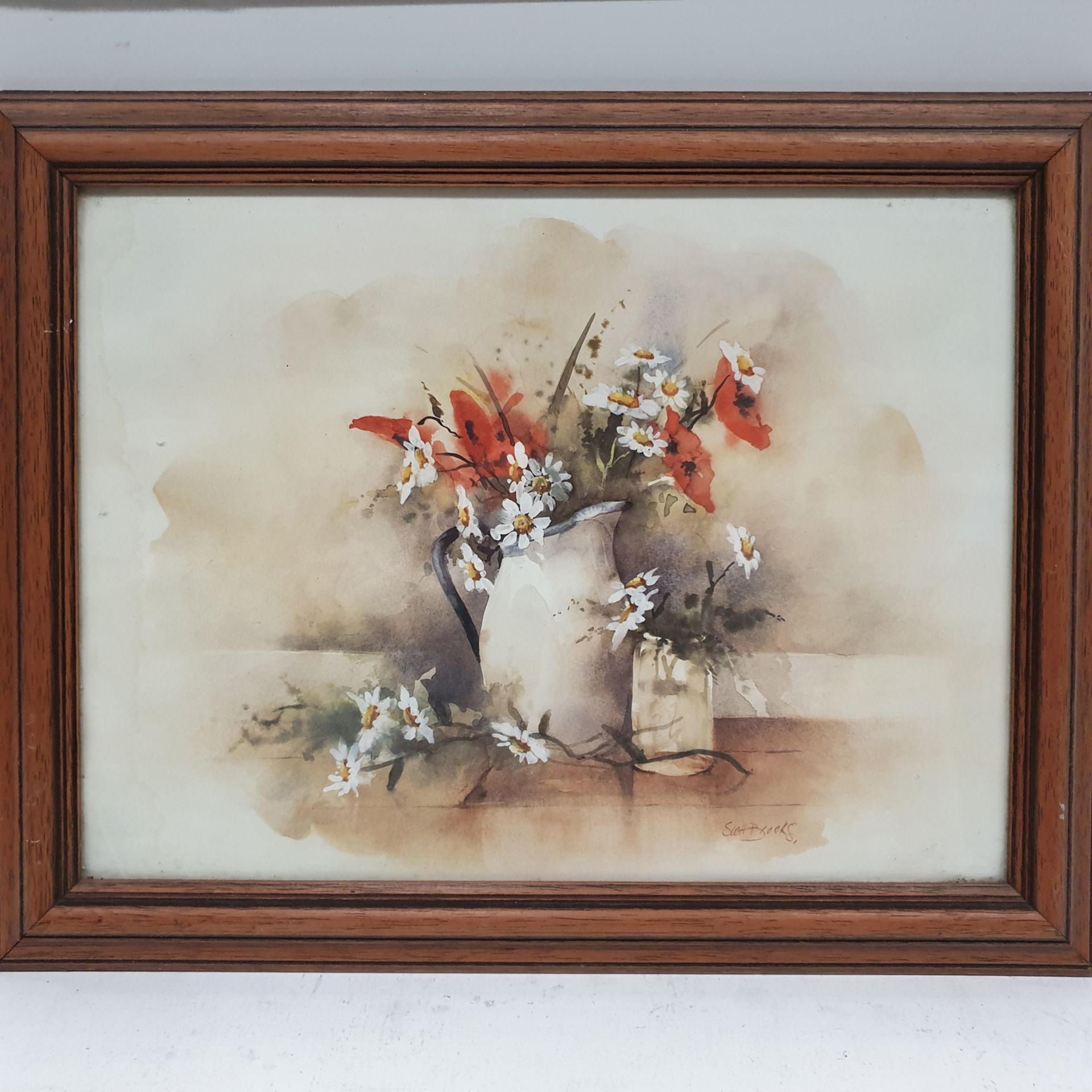 Jug of Poppies and Daisy's Framed Picture. Stamped 161251. - Image 2 of 3