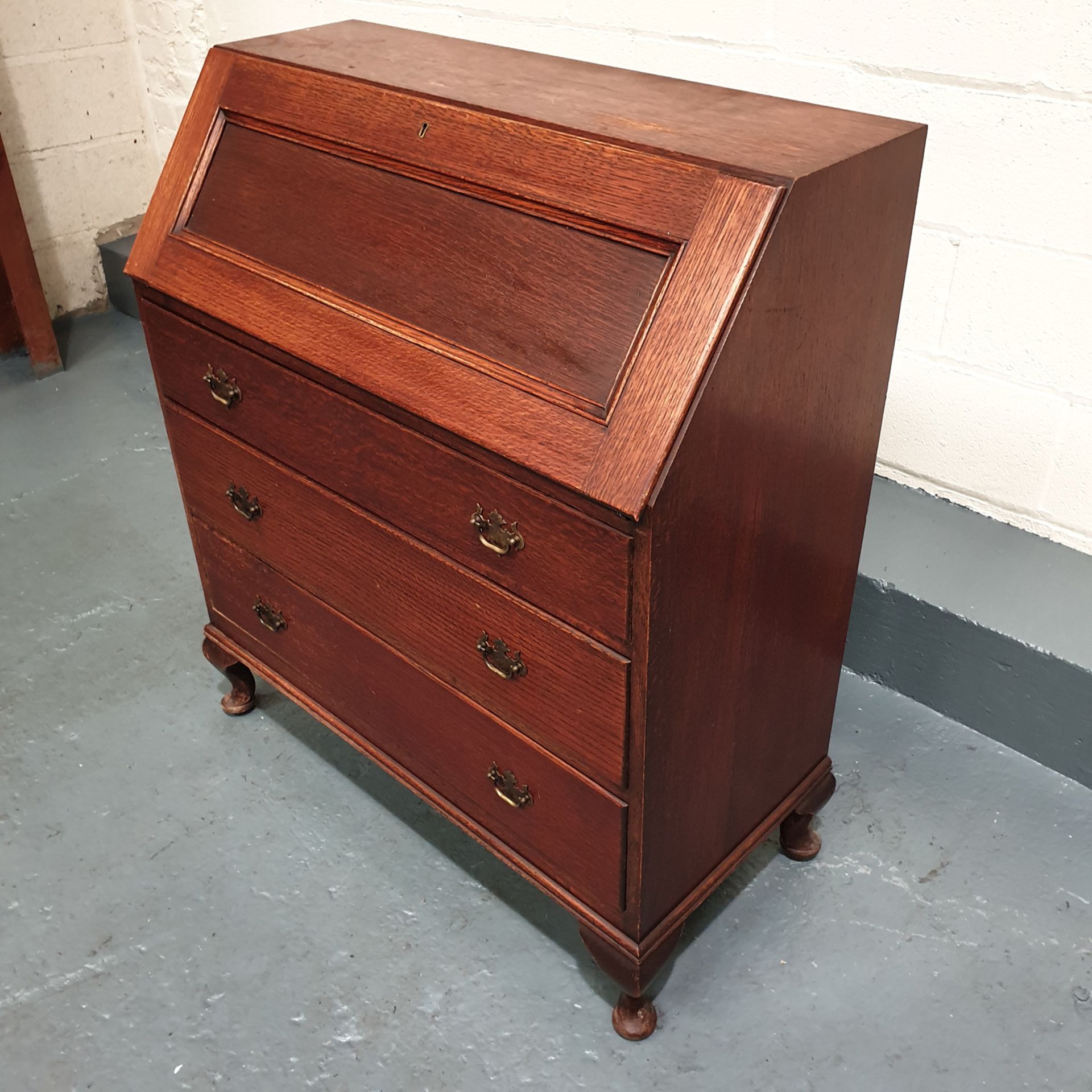 3 Drawer Cabinet with Fold Down Desk. Approx Dimensions 34 1/2" x 16" x 40" High. - Image 2 of 5