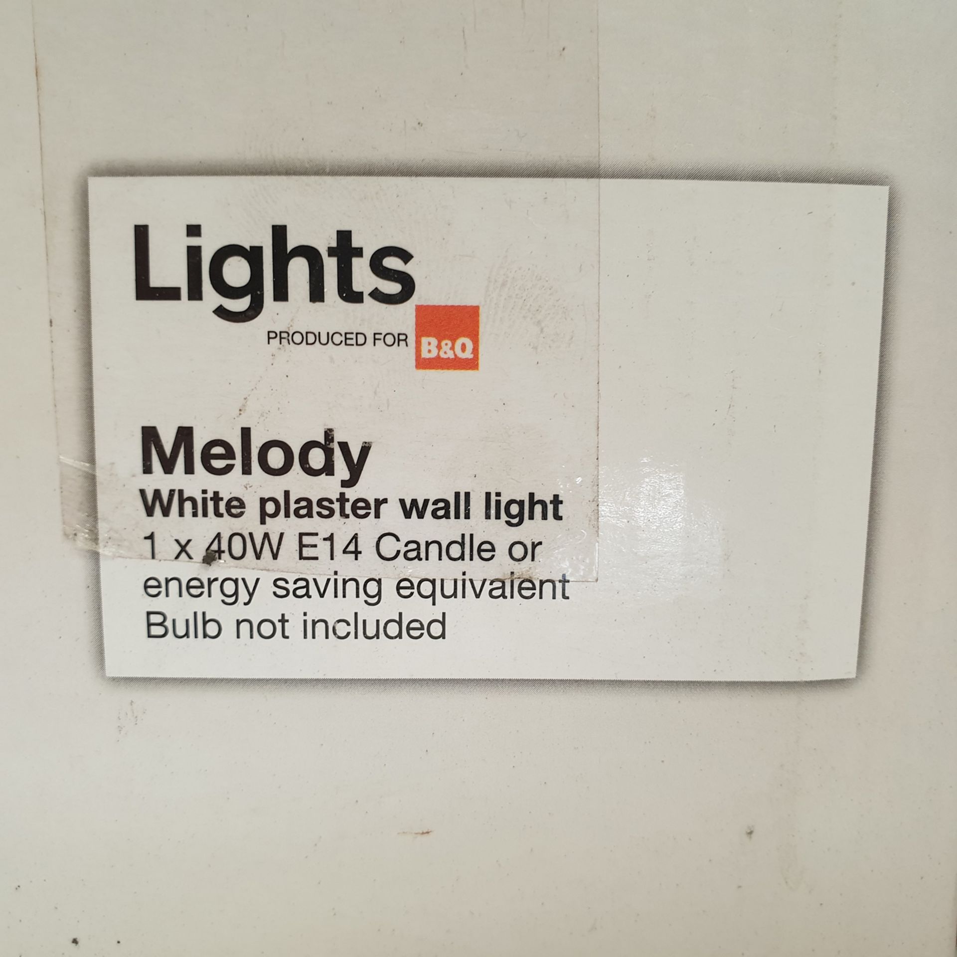 B&Q Melody White Plaster Wall Lights. Compatible With 40W E14 Candle Bulb or Equivalent. - Image 3 of 4