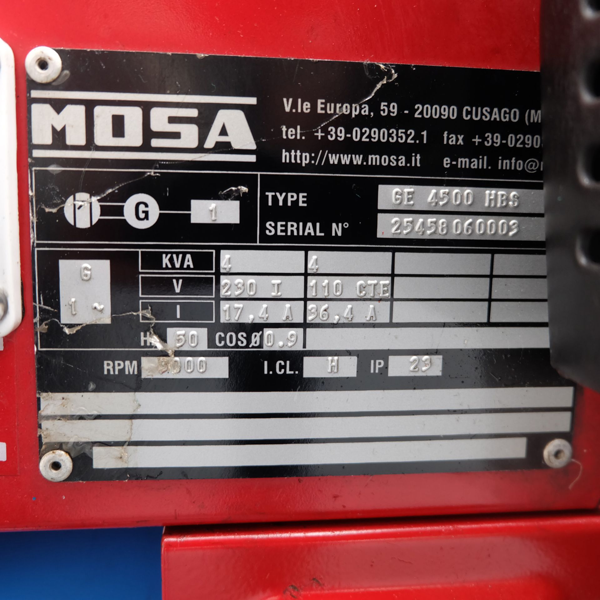 Mosa Type GE 4500 HBS Generator 110V & 230V. - Image 7 of 11