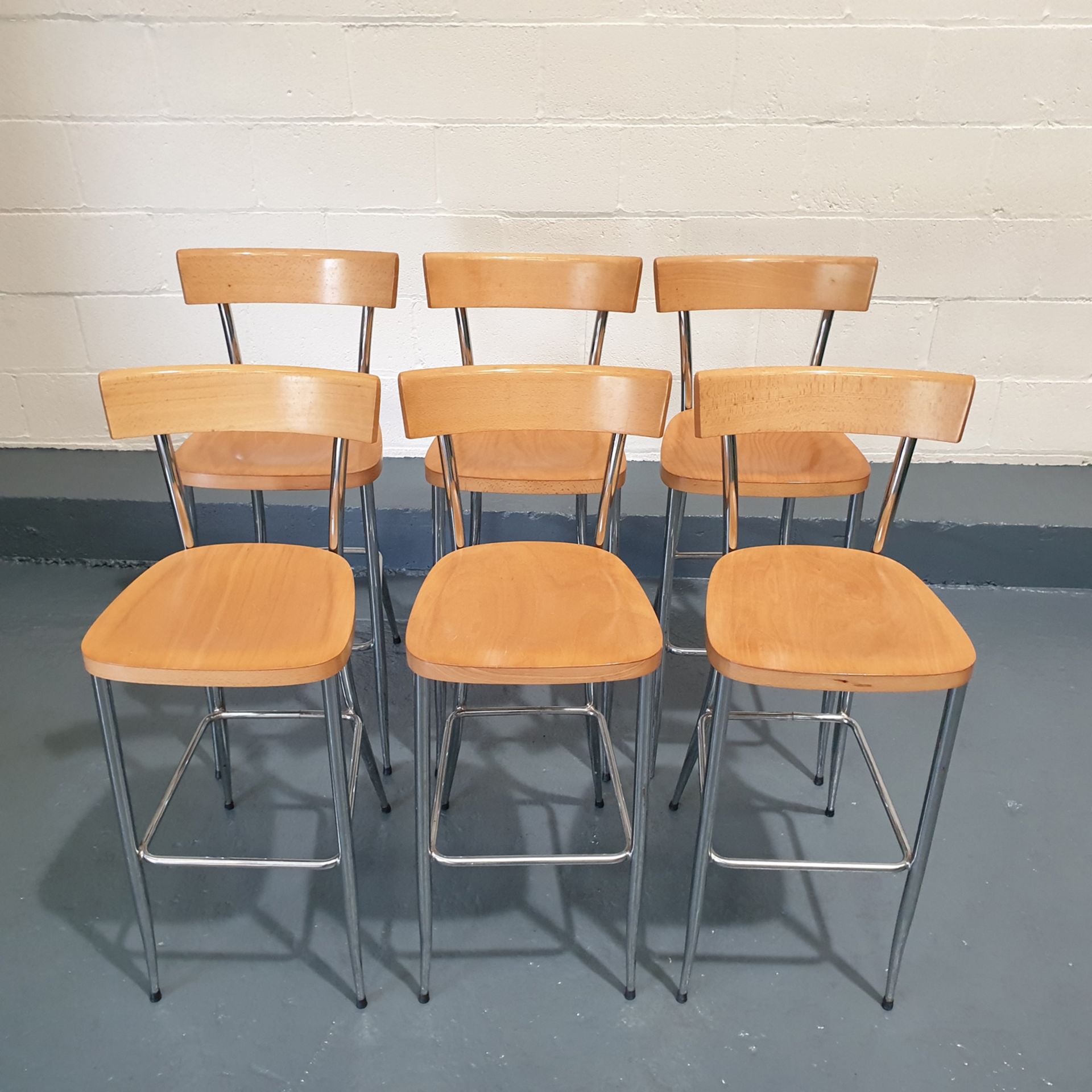 6 x Wood and Steel Bar Stools. - Image 2 of 4