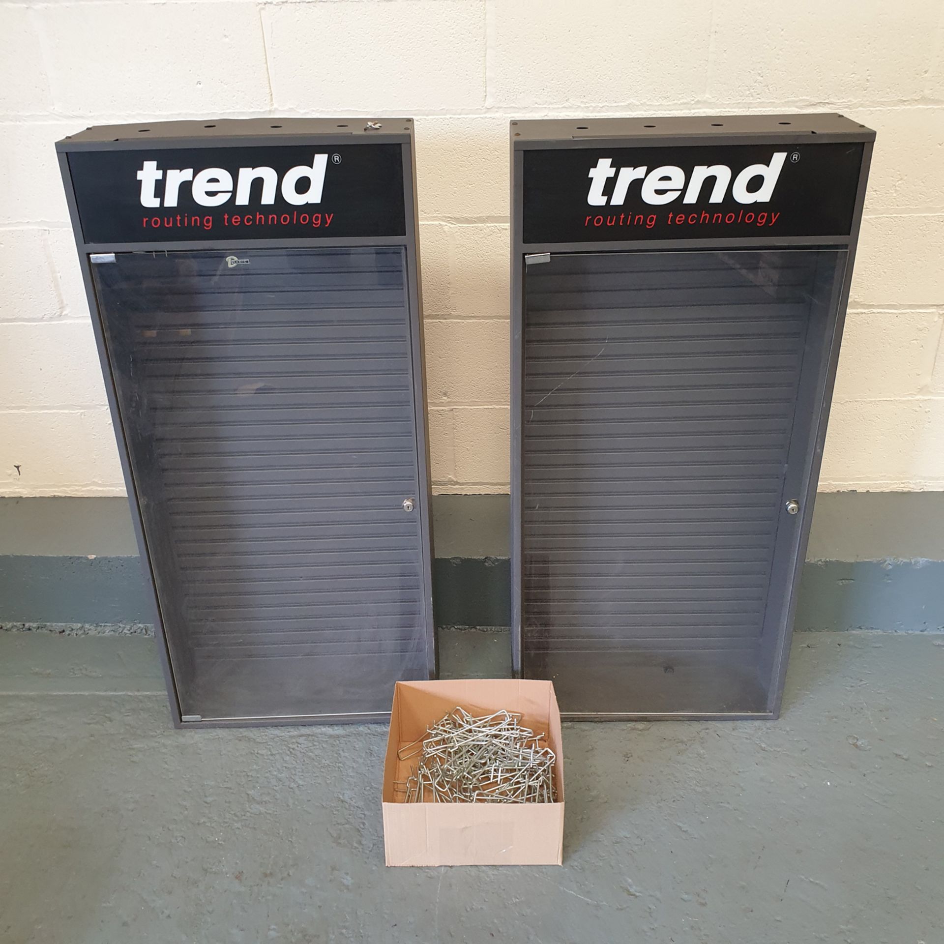 2 x Trend Routing Technology Cabinets With Key. Approx Dimensions 550 x 1180 H x 190 D.