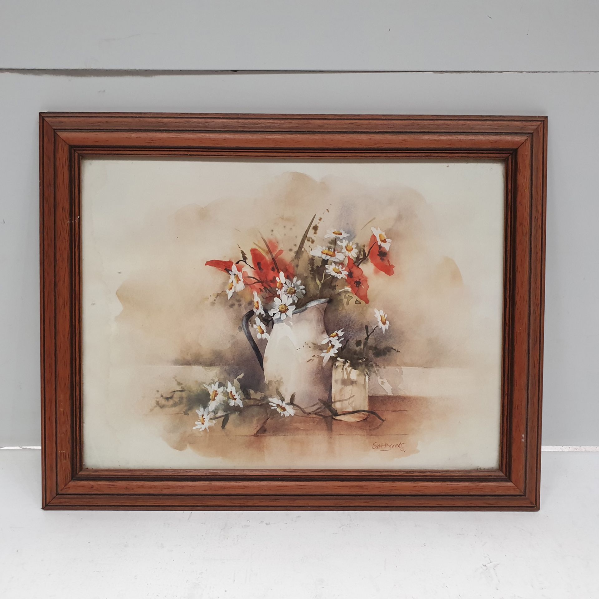 Jug of Poppies and Daisy's Framed Picture. Stamped 161251.