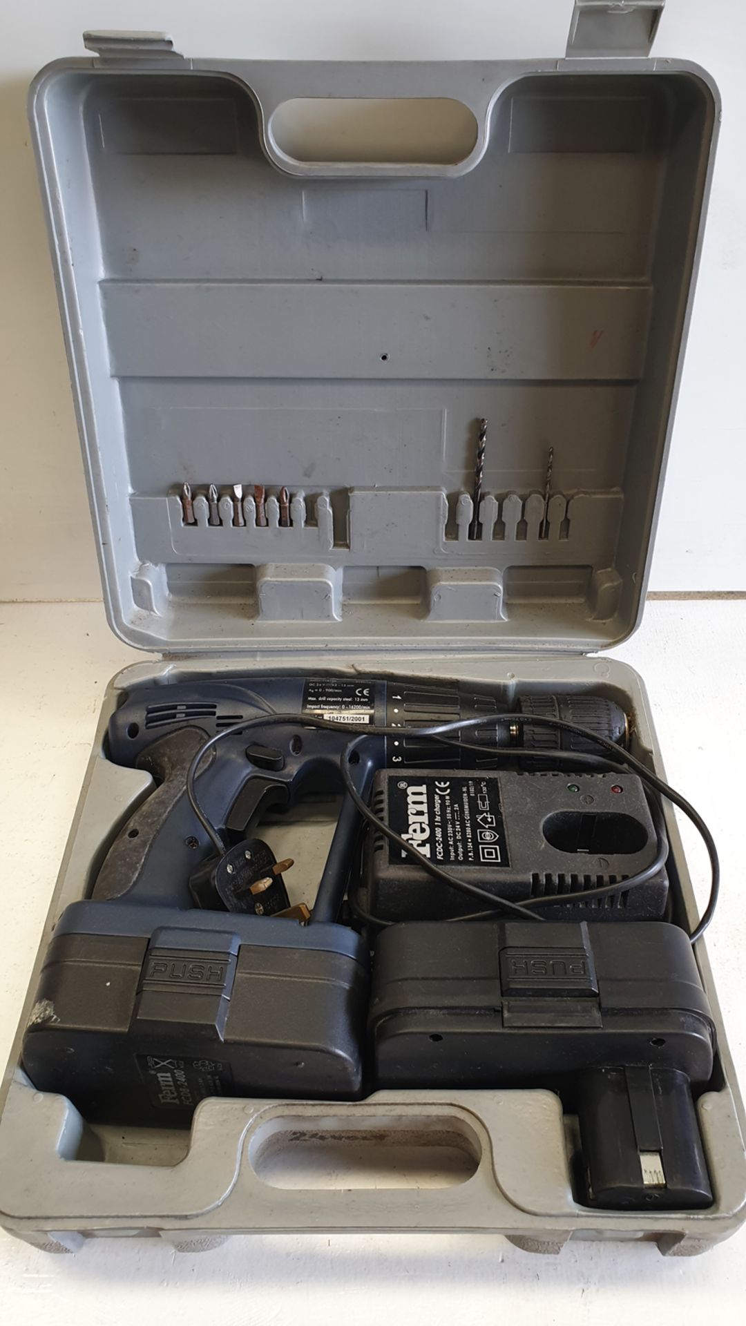 Ferm 24V Drill. With Battery & Charger. In Box.