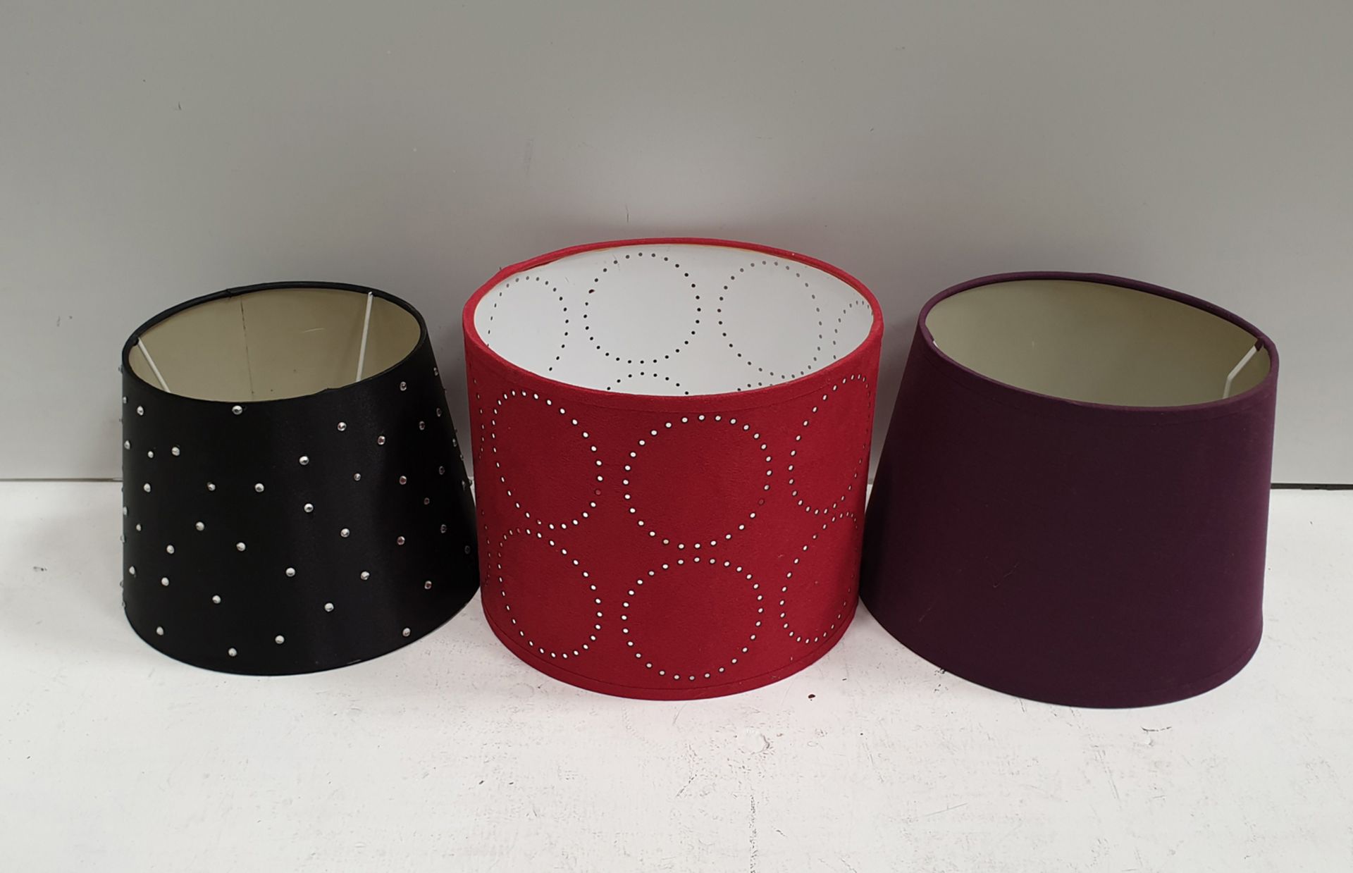 Collection of 3 Light Shades. Purple, Red, Black.