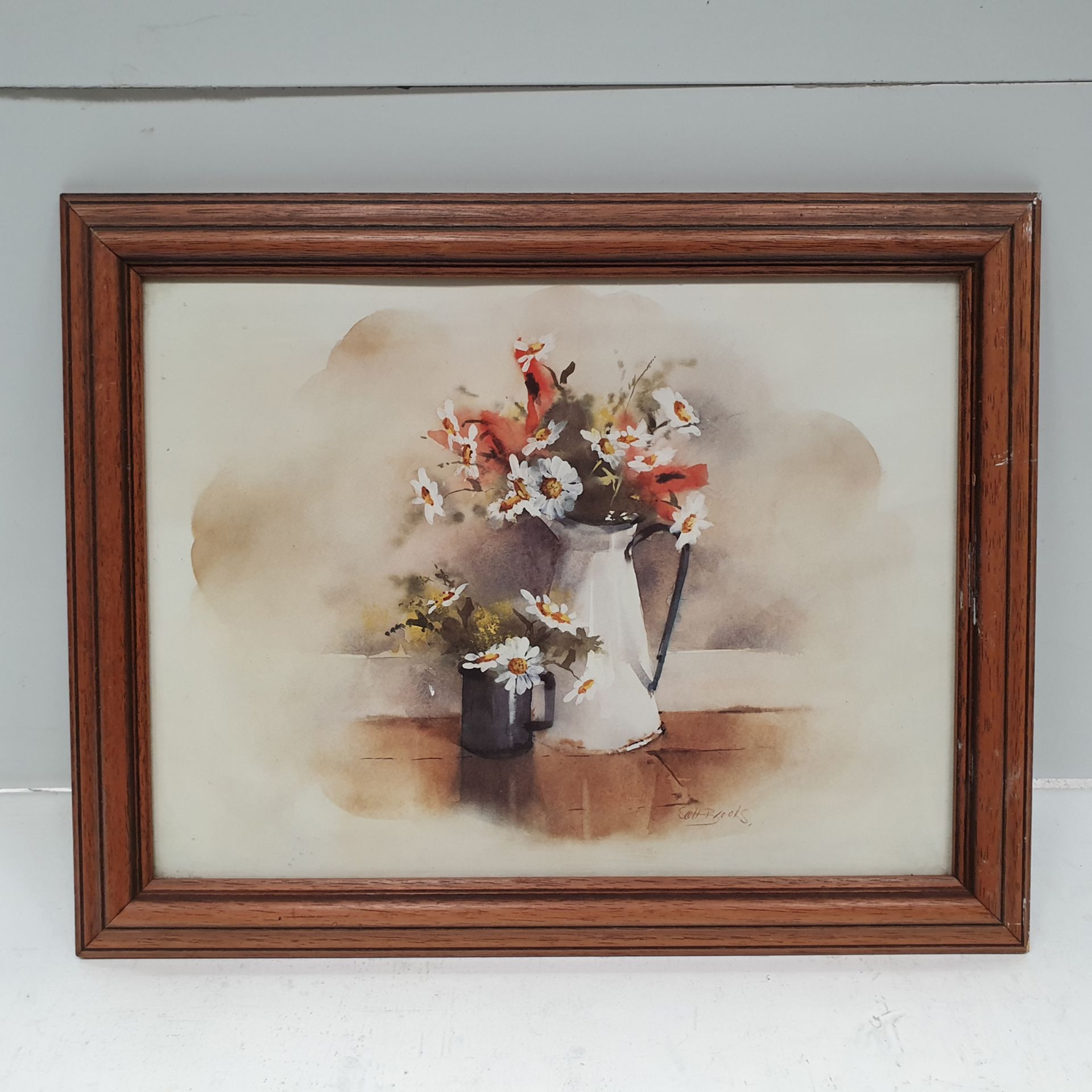 Jug of Poppies and Daisy's Framed Picture. Signed Scott Brooks.