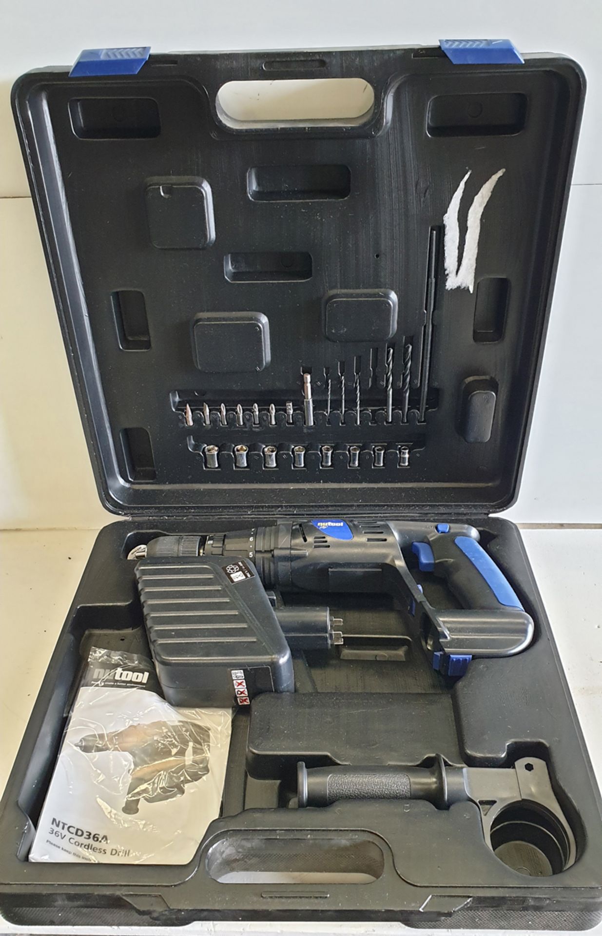 nutool Model NTCD36A 36V Cordless Drill. With Battery & Drill Bits. In Box.