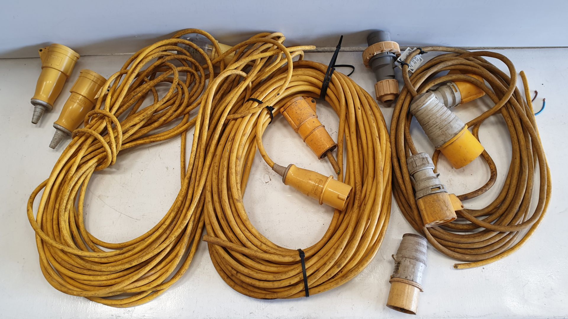 Selection of 110V Extention Leads/Wite & Plugs as Lotted. - Image 2 of 2