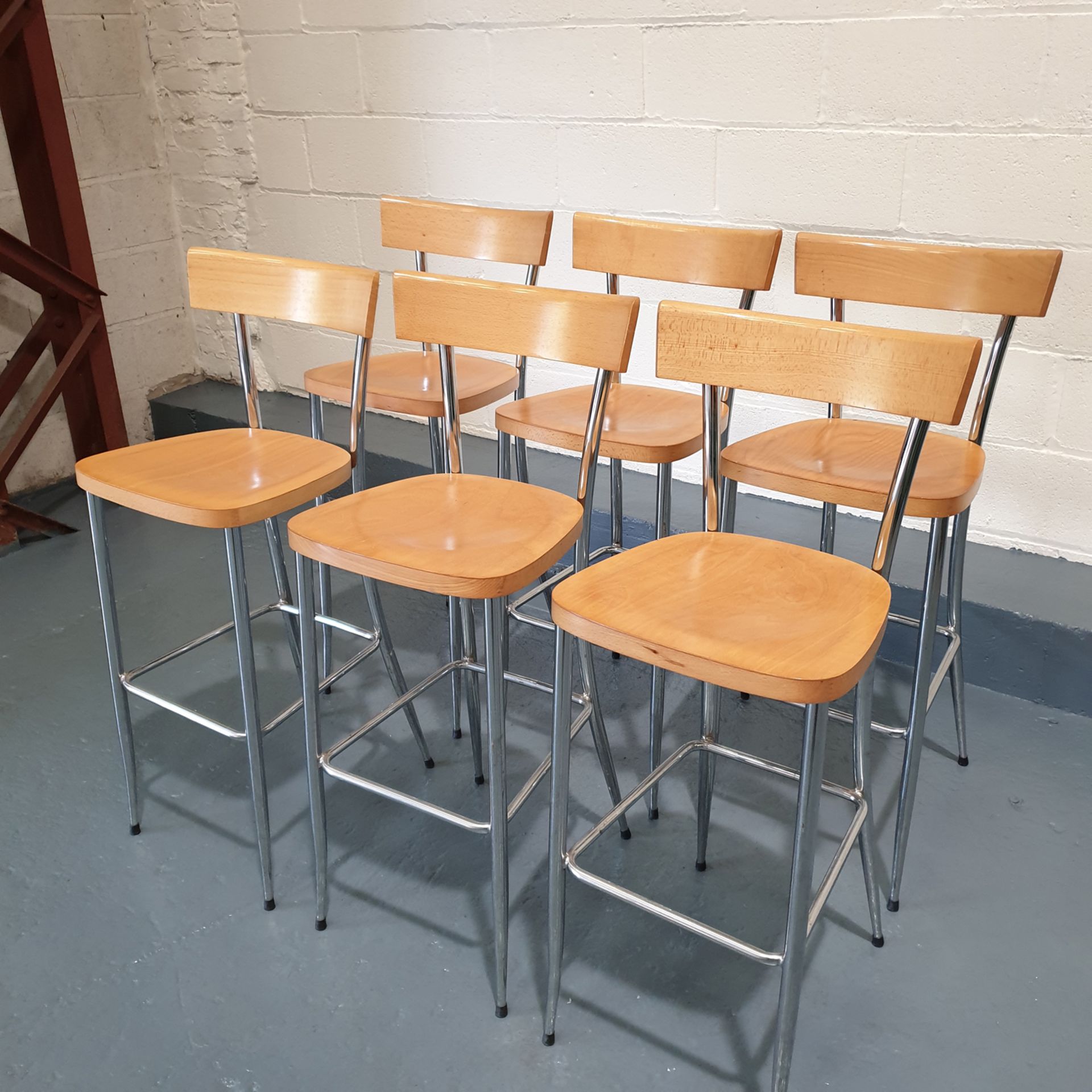 6 x Wood and Steel Bar Stools. - Image 3 of 4