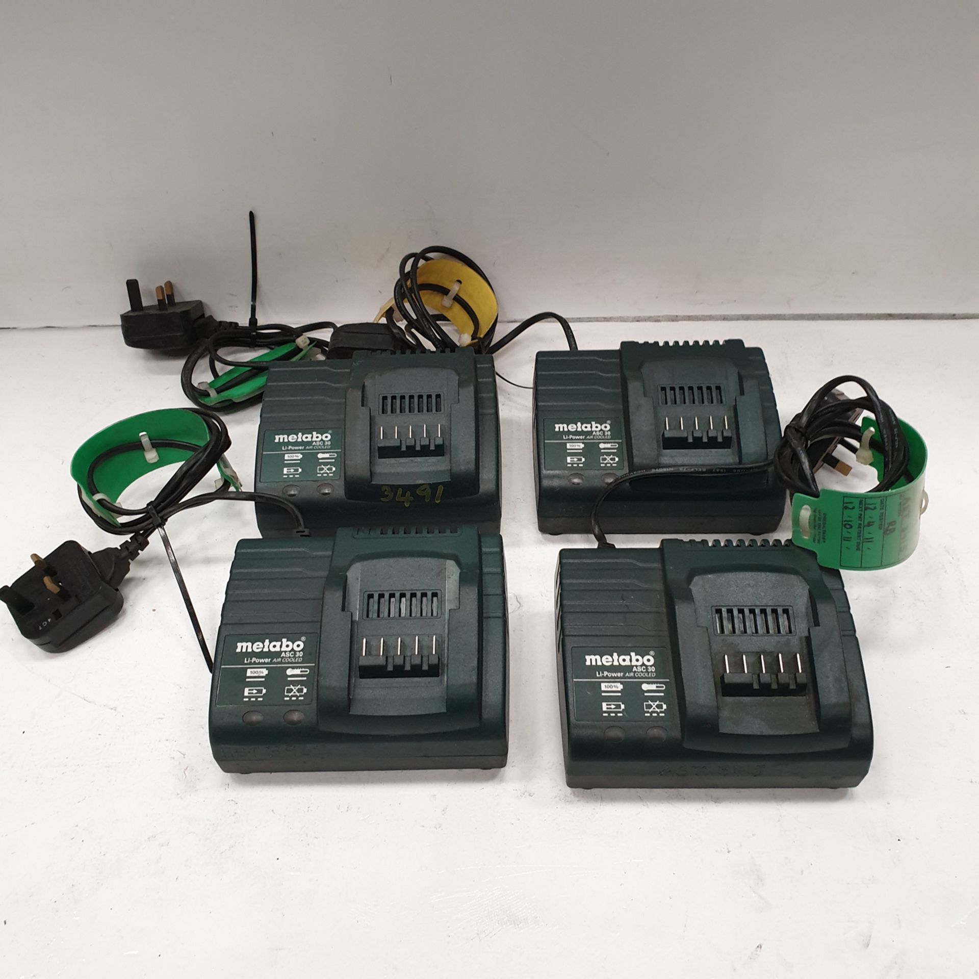 4 x Metabo ASC 30 Battery Chargers. 220-240 Volt.