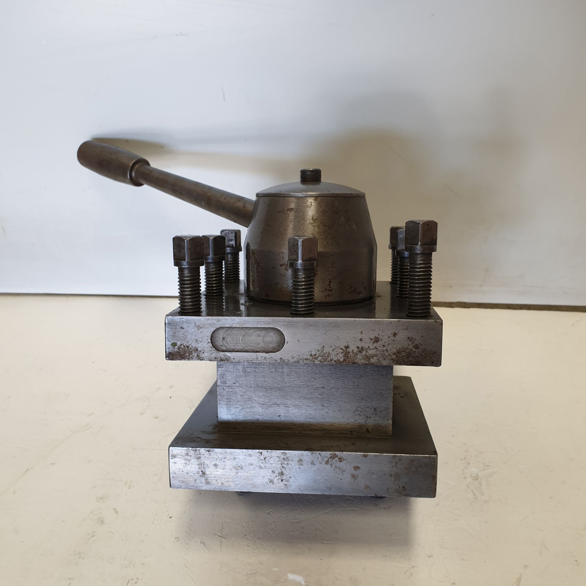 Four Way Toolpost for Lathe. Size of Block: 140mm. Tool Capacity: 45mm. Max Tool Height: 70mm.